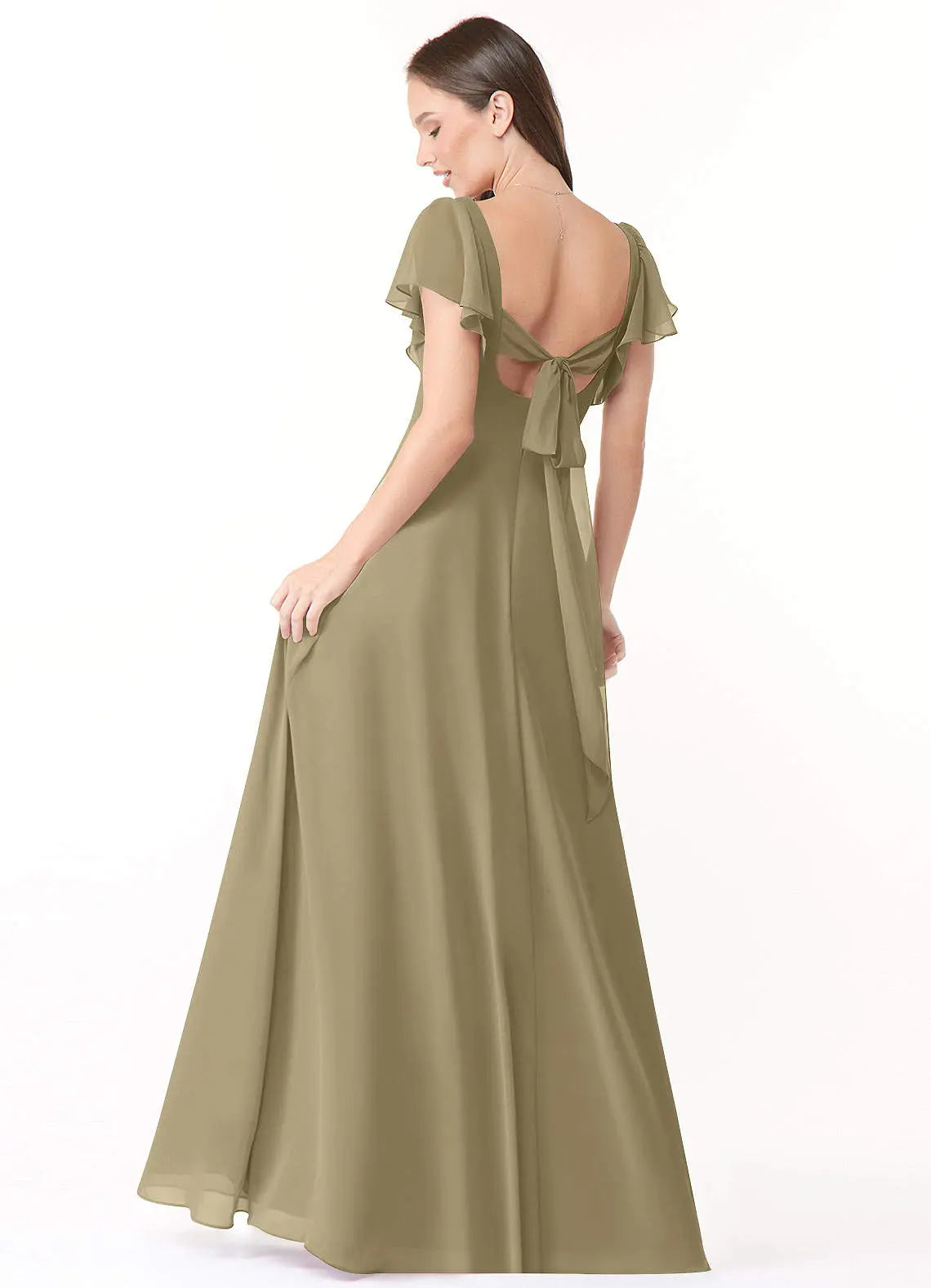 Syenna A-Line V-Neck Chiffon Bridesmaid Dress in Moss Green