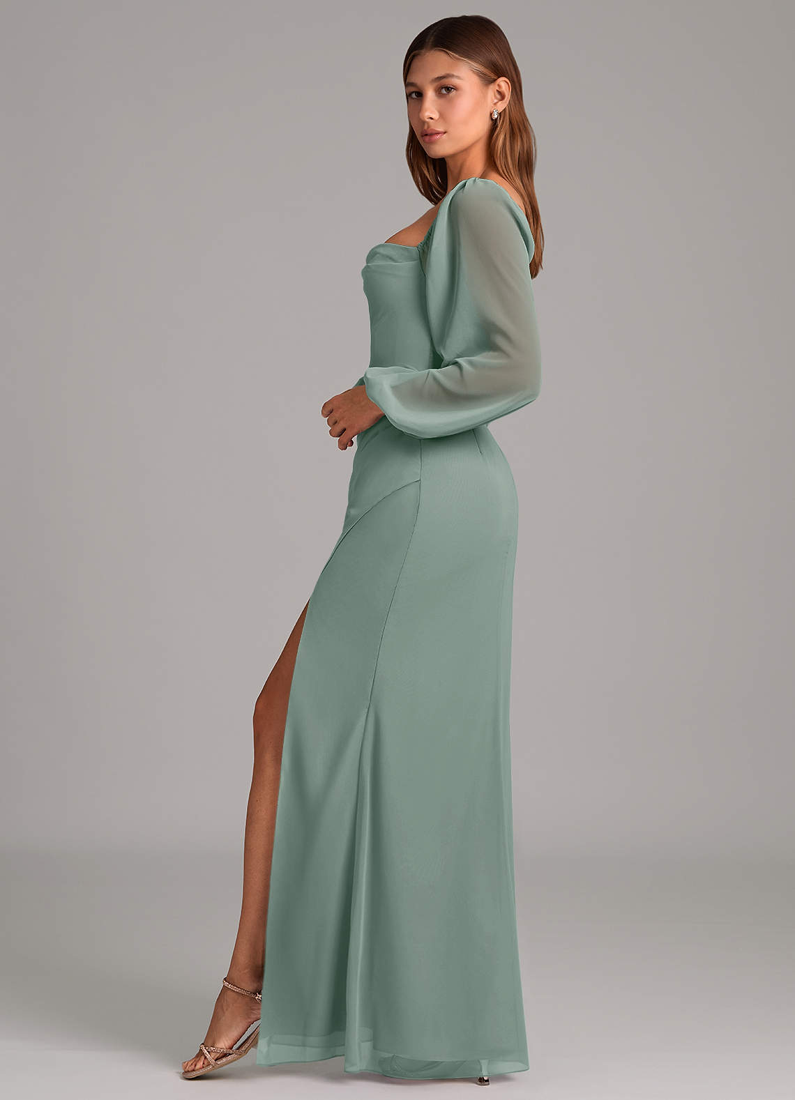 Brixley Mermaid Sweetheart Chiffon Bridesmaid Dress in Silver Sage