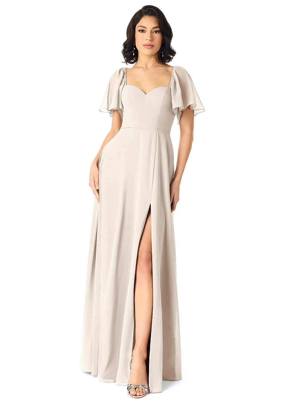 Chloe A-Line Sweetheart Chiffon Bridesmaid Dress in White Alabaster