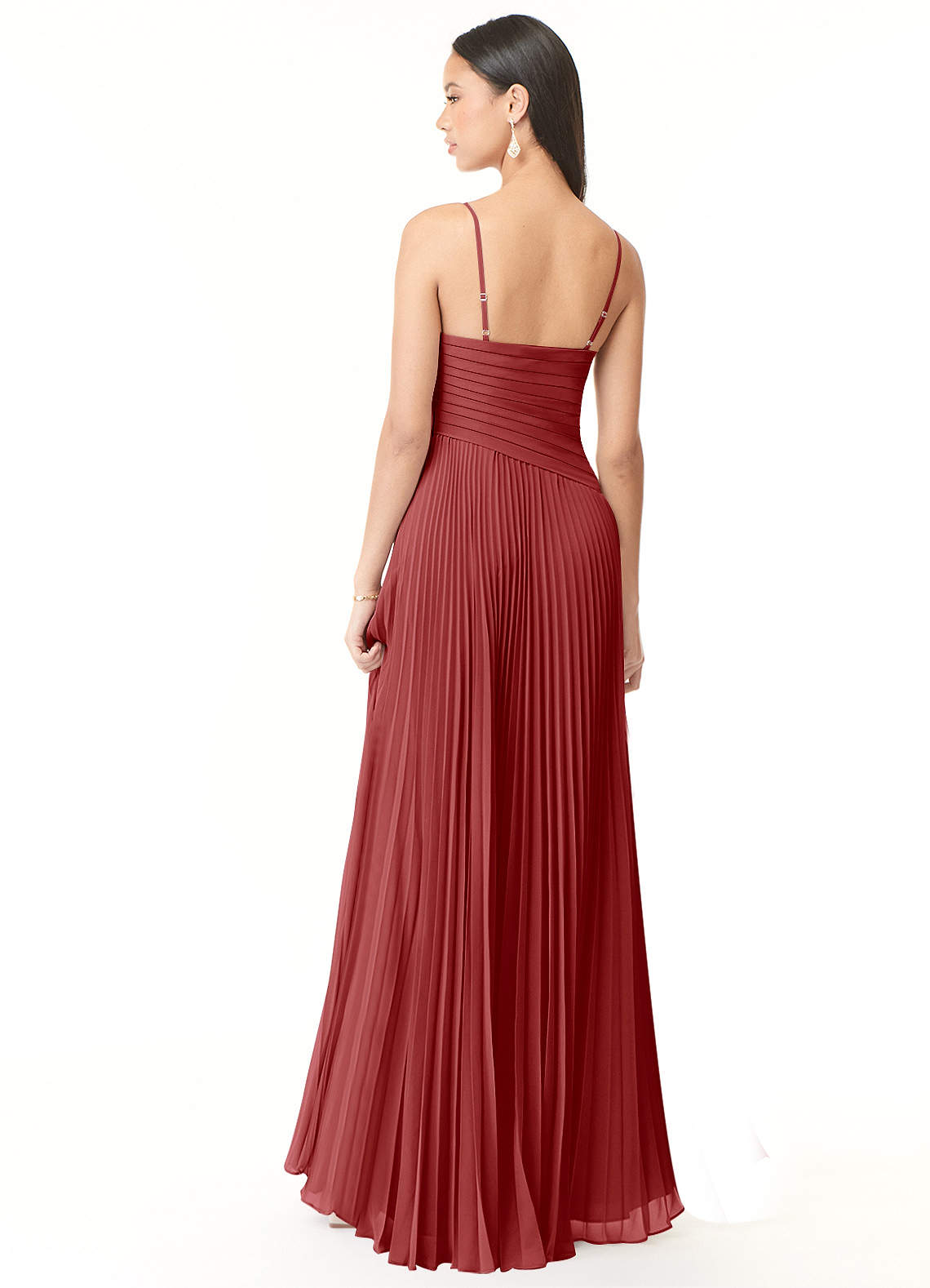Vini A-Line V-Neck Chiffon Bridesmaid Dress in Rust