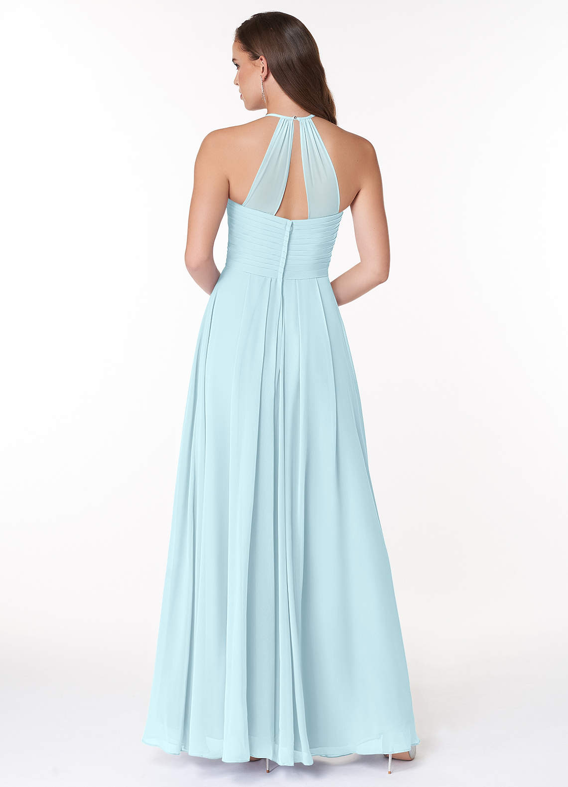 Ginger A-Line Halter Chiffon Bridesmaid Dress in Cloud Blue