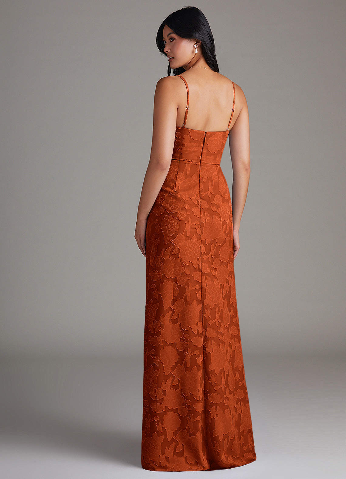 Maci Sheath V-Neck Floral Burnout Bridesmaid Dress in Paprika