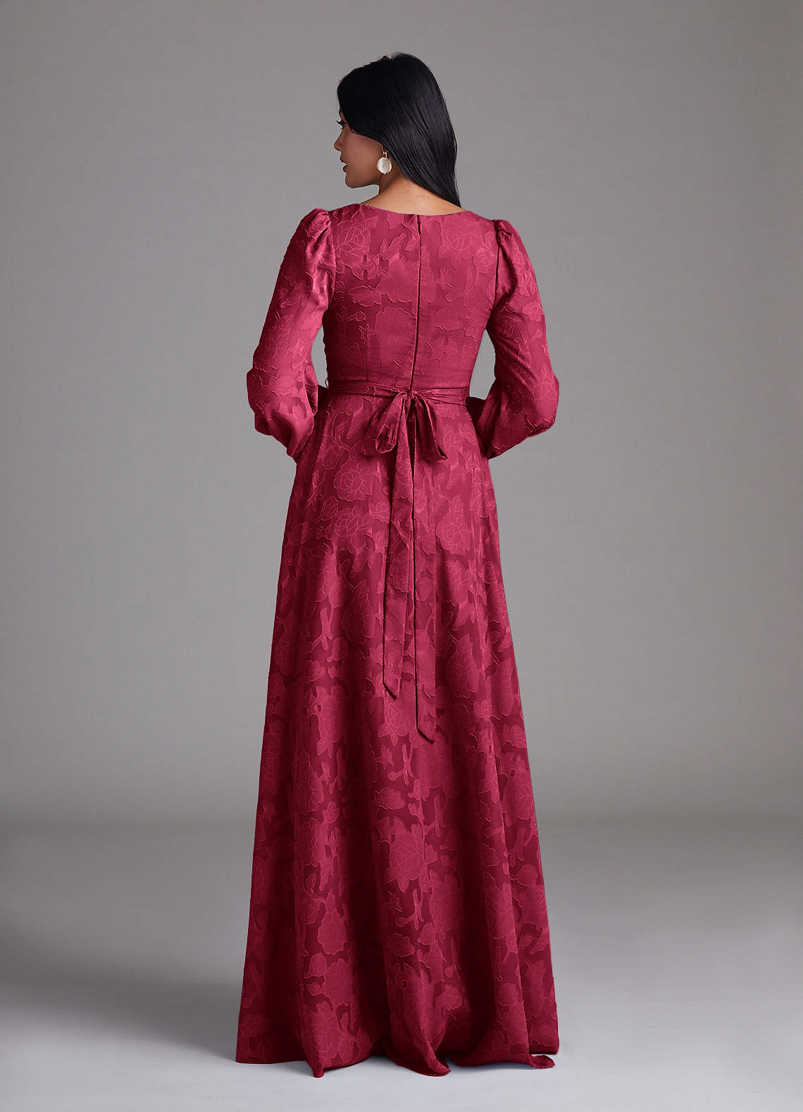 Leonia A-Line Square-Neck Stretch Satin Bridesmaid Dress in Burgundy