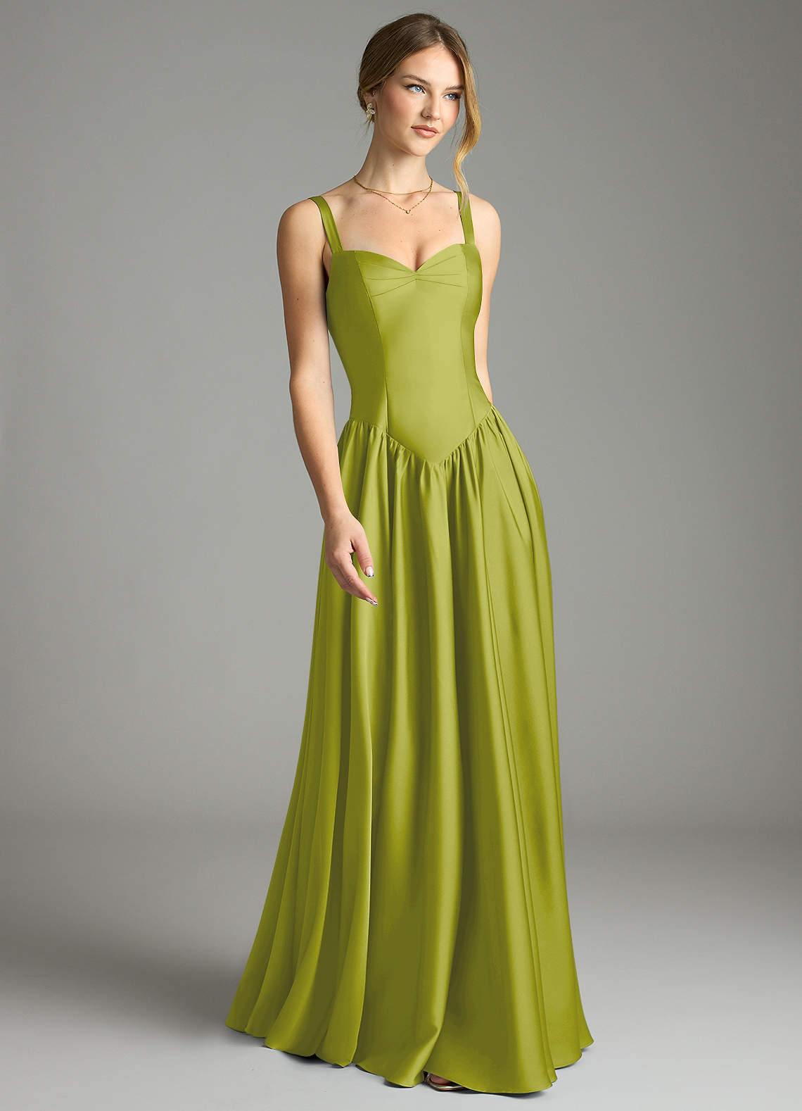 Evadina A-Line Sweetheart Stretch Satin Bridesmaid Dress in Lemongrass