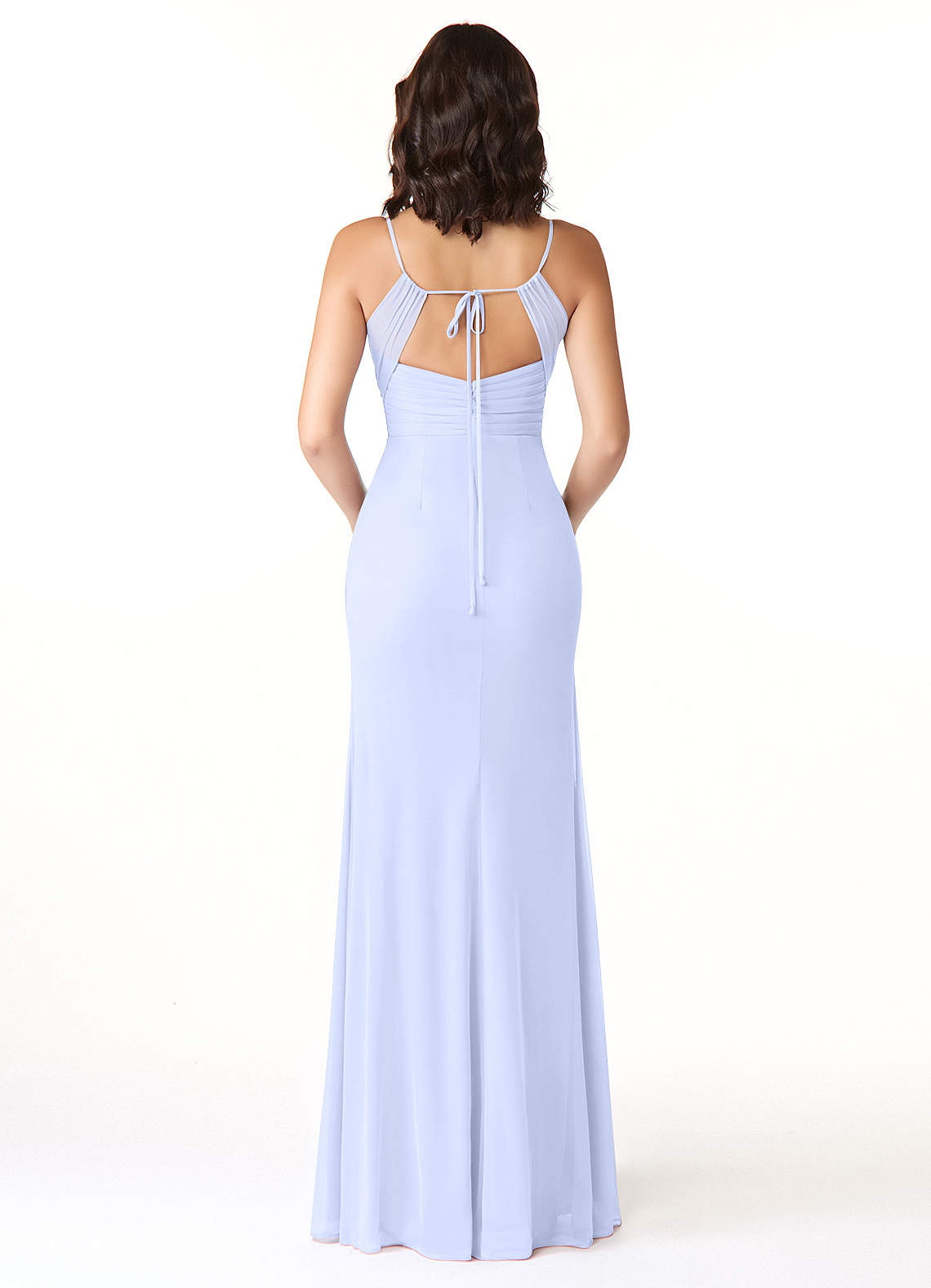 Reneya Mermaid V-Neck Mesh Bridesmaid Dress in Lavender
