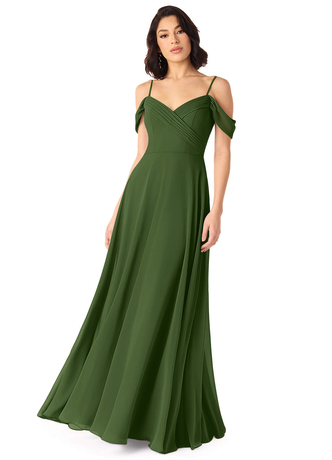 Tancie A-Line Off-the-Shoulder Chiffon Bridesmaid Dress in Olive
