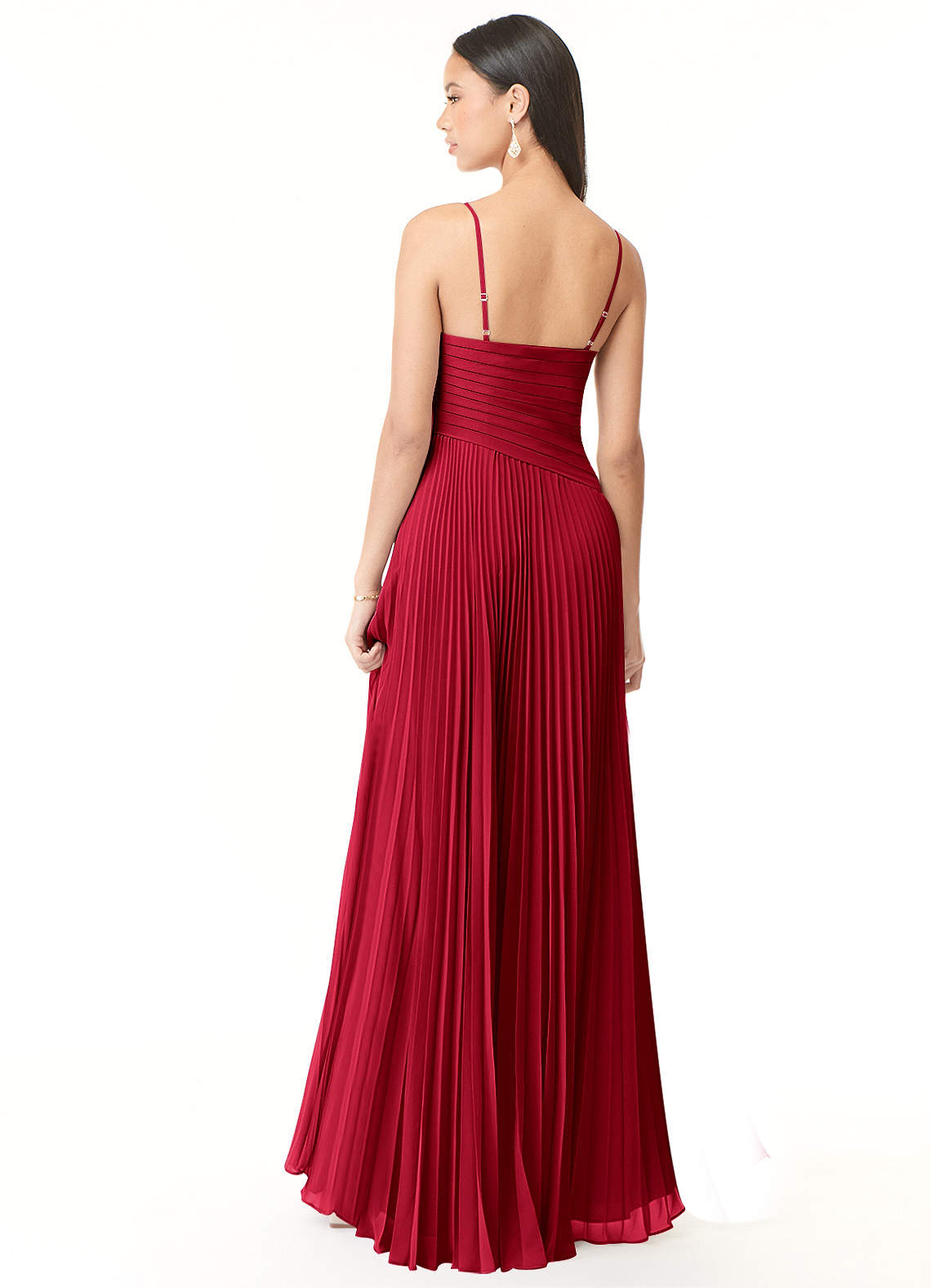 Vini A-Line V-Neck Chiffon Bridesmaid Dress in Scarlet