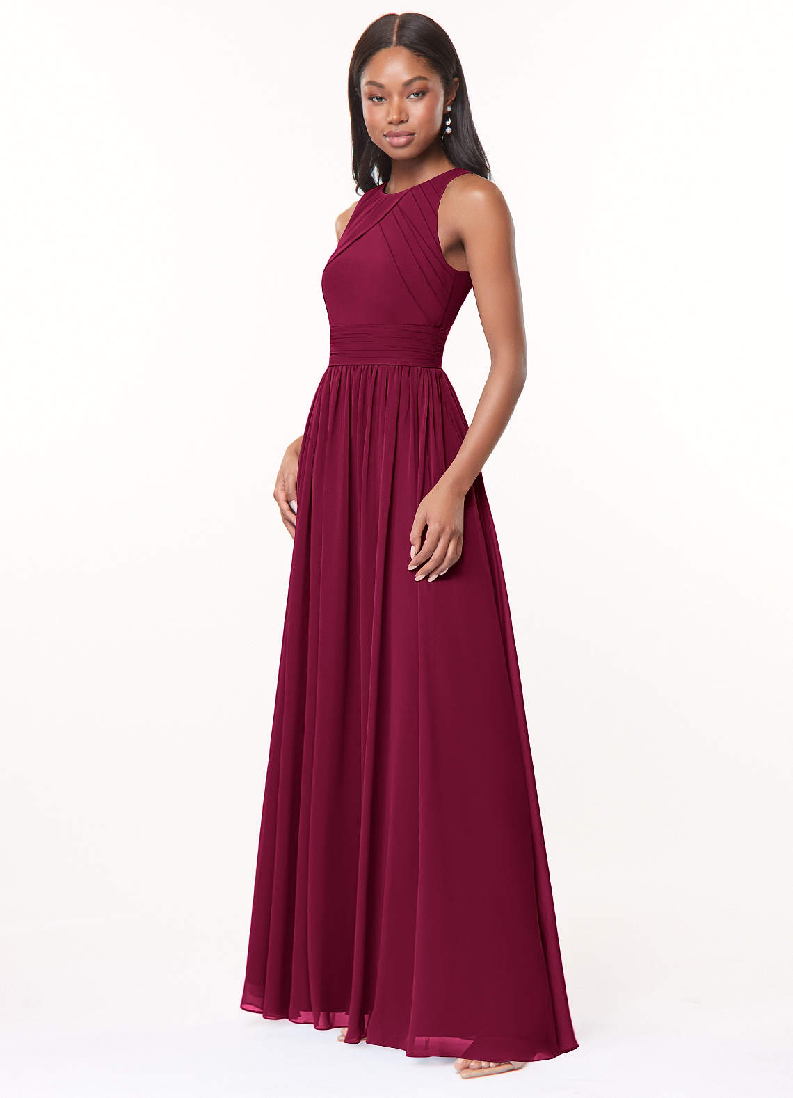 Harper A-Line Scoop-Neck Chiffon Bridesmaid Dress in Cabernet