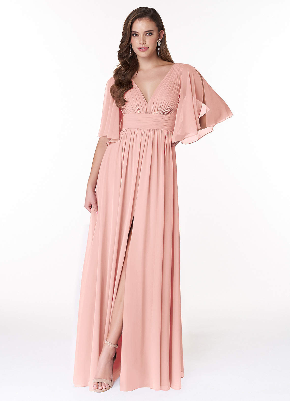 Temeka A-Line V-Neck Chiffon Bridesmaid Dress in Rosette