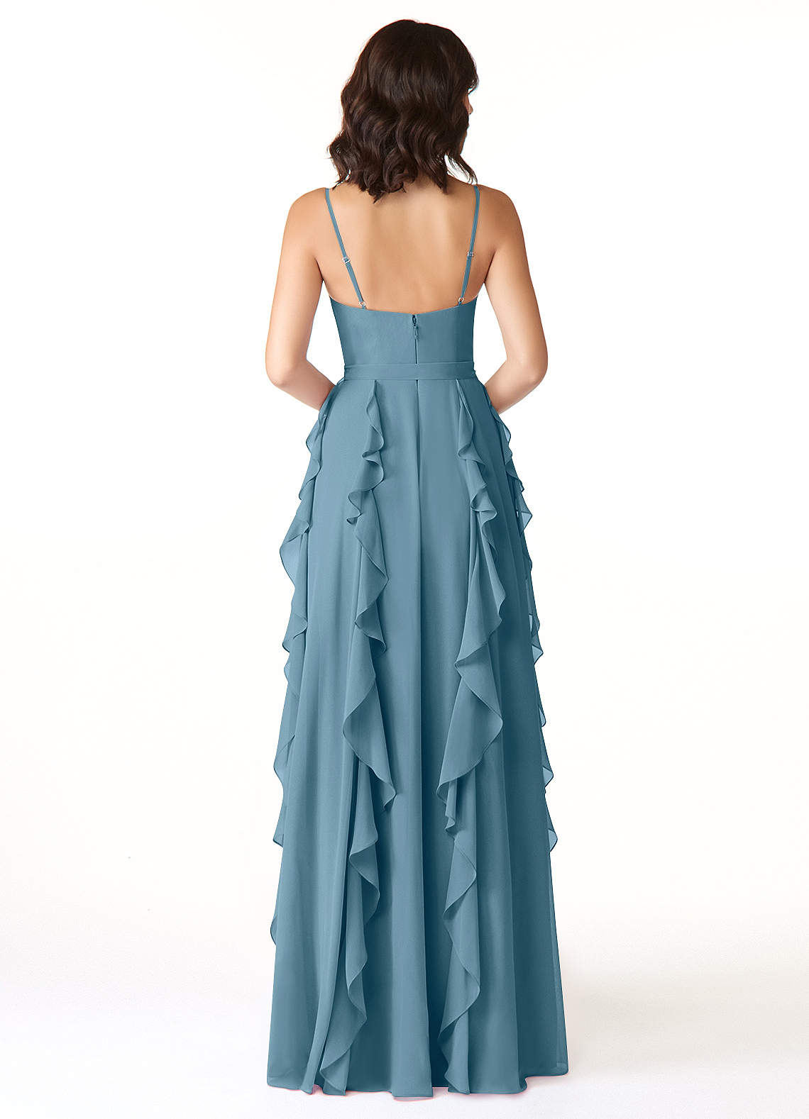 Peyton A-Line V-Neck Chiffon Bridesmaid Dress in Bermuda
