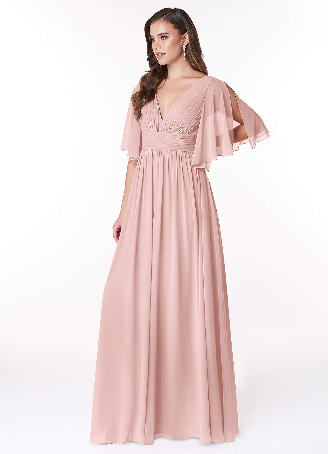 Temeka A-Line V-Neck Chiffon Bridesmaid Dress in Powder Pink