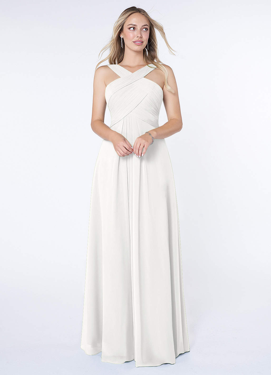 Kaleigh A-Line Halter Chiffon Bridesmaid Dress in white