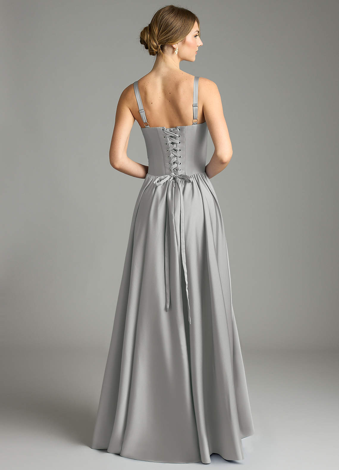 Evadina A-Line Sweetheart Stretch Satin Bridesmaid Dress in Silver