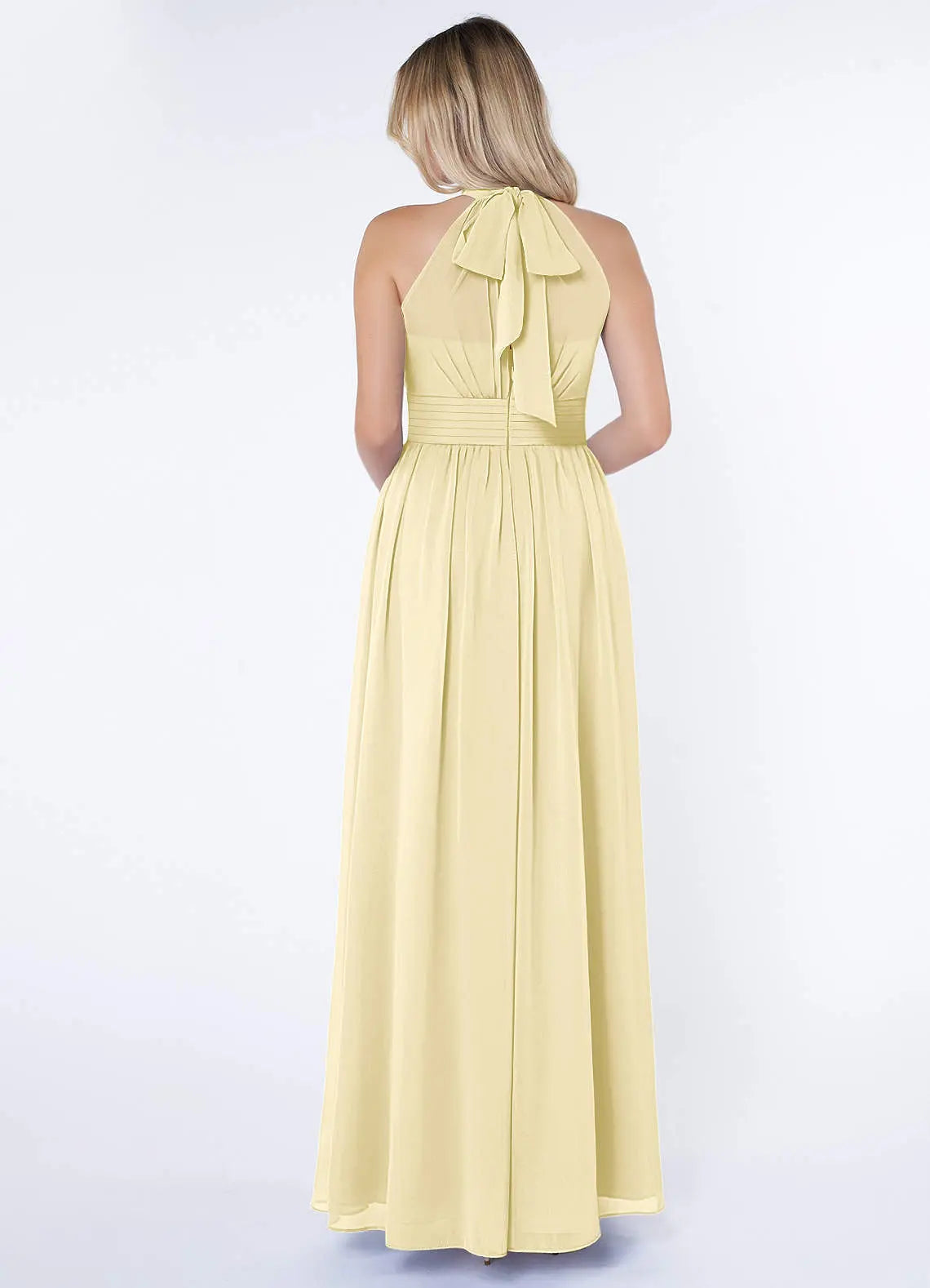 Iman A-Line Halter Chiffon Bridesmaid Dress in Lemon Sorbet