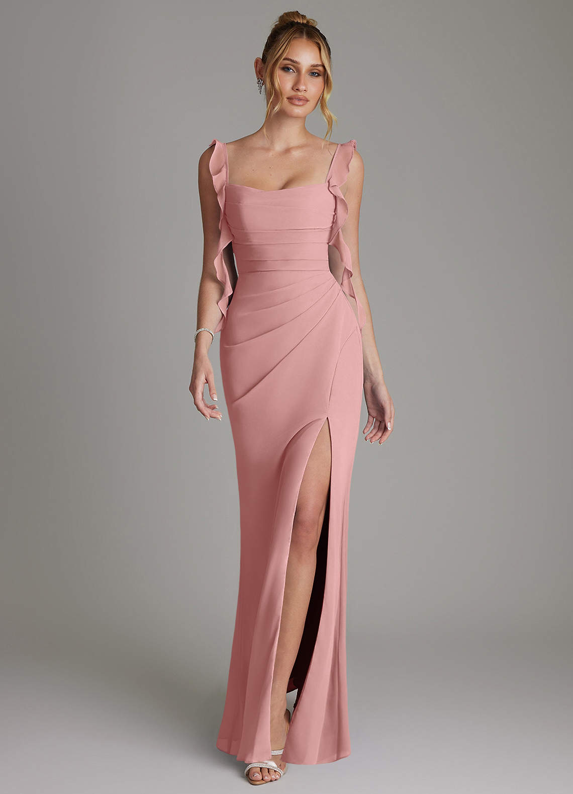 Jessamine Mermaid Sweetheart Chiffon Bridesmaid Dress in dusty rose