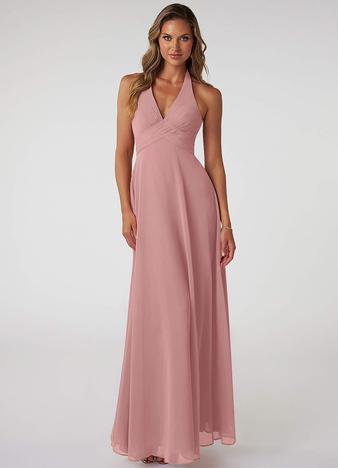 Tessie A-Line V-Neck Chiffon Bridesmaid Dress in dusty rose