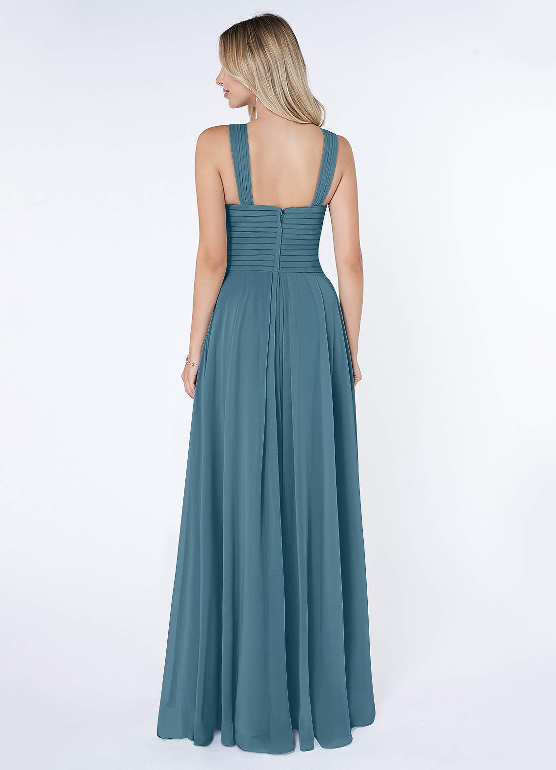 Kaleigh A-Line Halter Chiffon Bridesmaid Dress in Bermuda