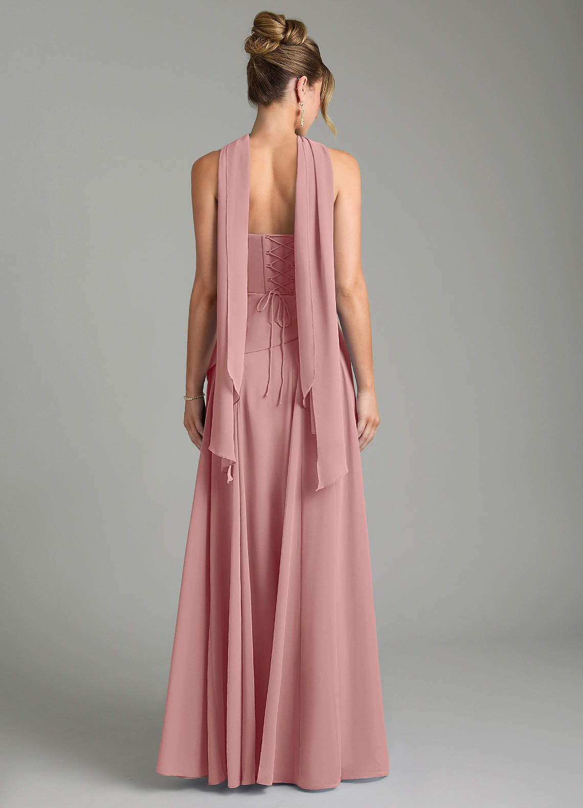 Gabriela A-Line Cowl-Neck Chiffon Bridesmaid Dress in dusty rose