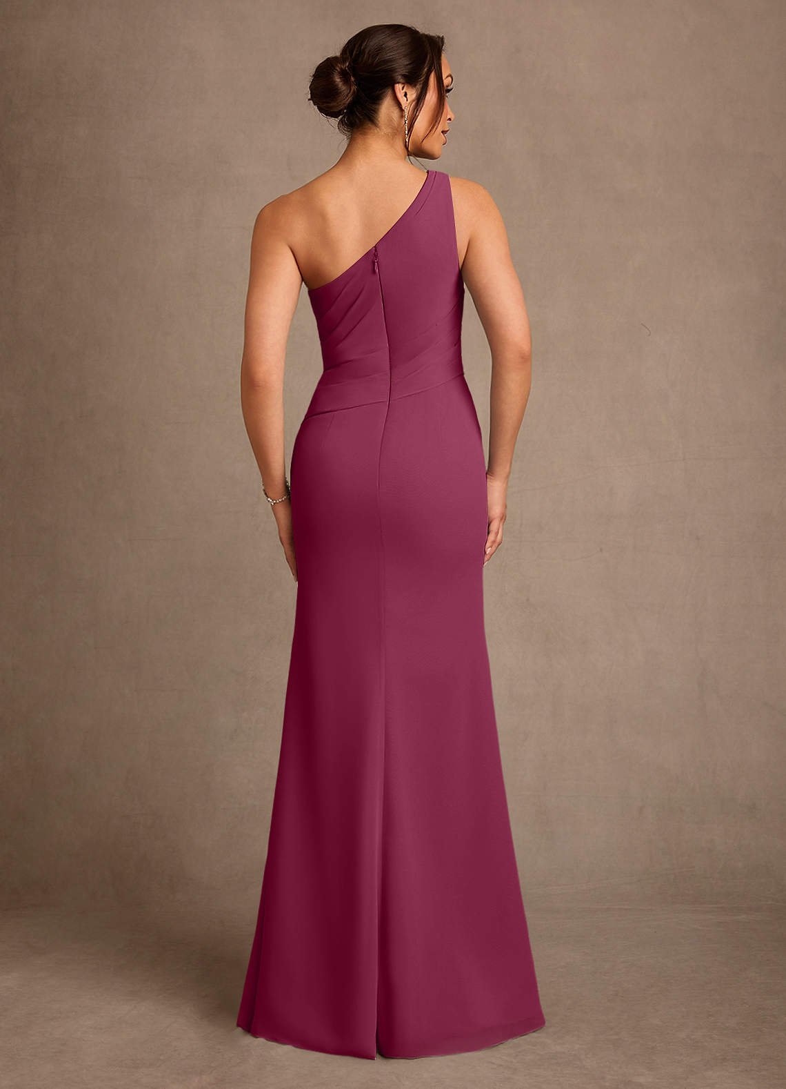 Floy Sheath One-Shoulder Chiffon Mother of the Bride Dress in Mulberry