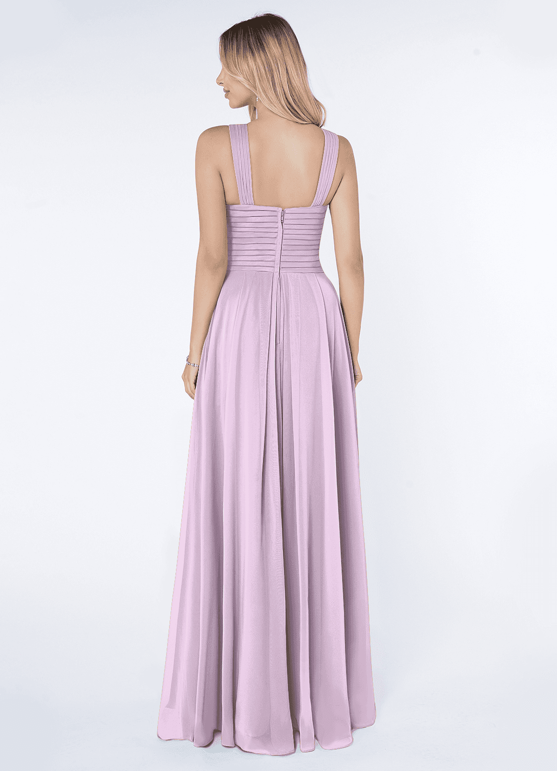 Kaleigh A-Line Halter Chiffon Bridesmaid Dress in Frosted Lilac
