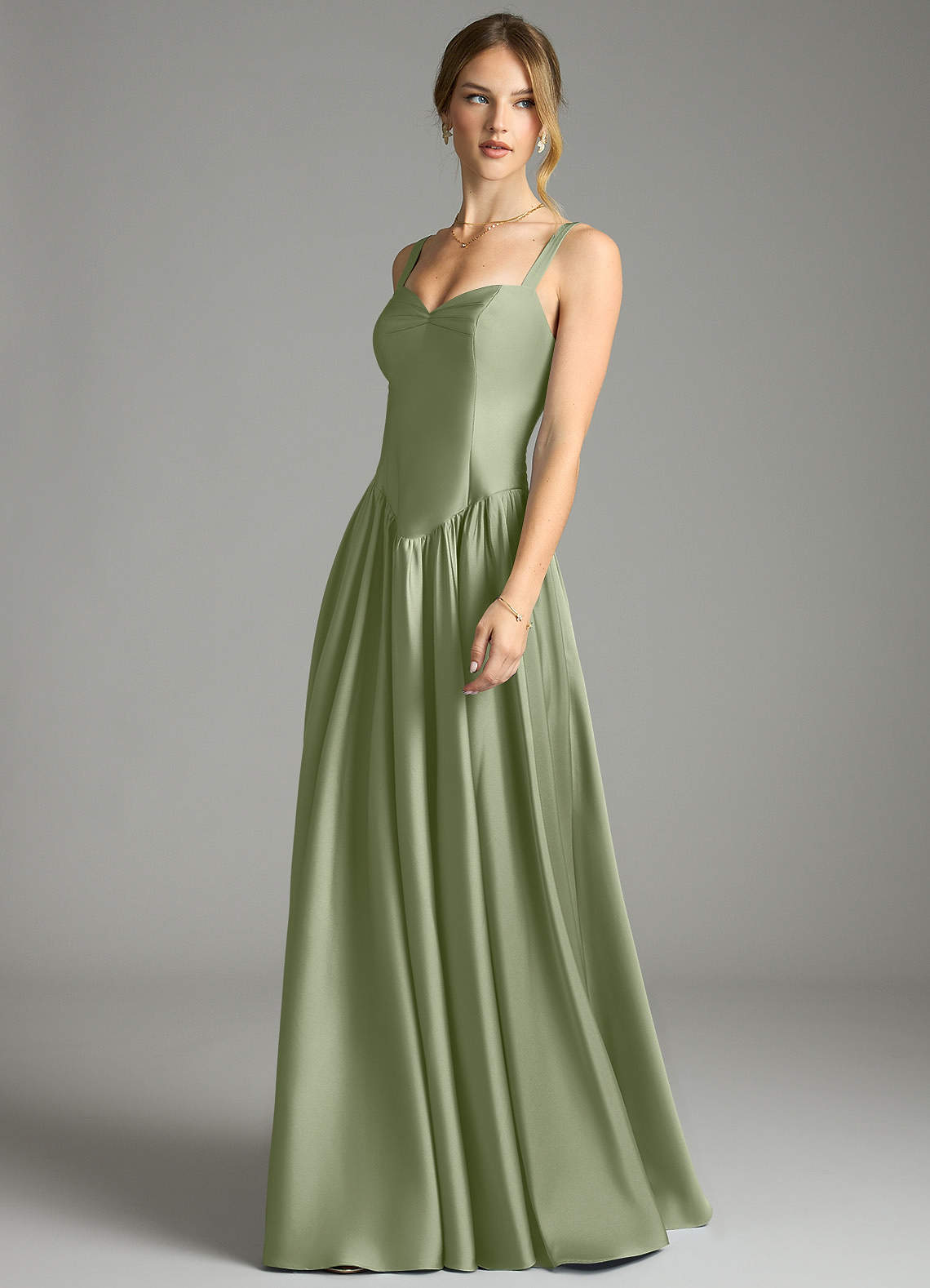 Evadina A-Line Sweetheart Stretch Satin Bridesmaid Dress in Pistachio