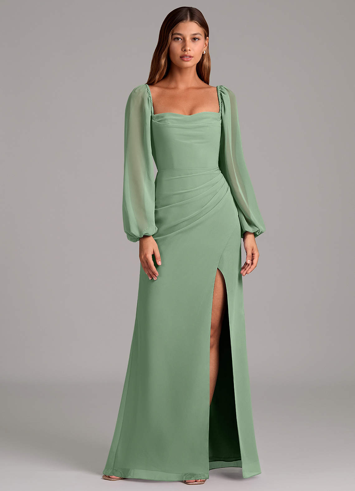 Brixley Mermaid Sweetheart Chiffon Bridesmaid Dress in Matcha