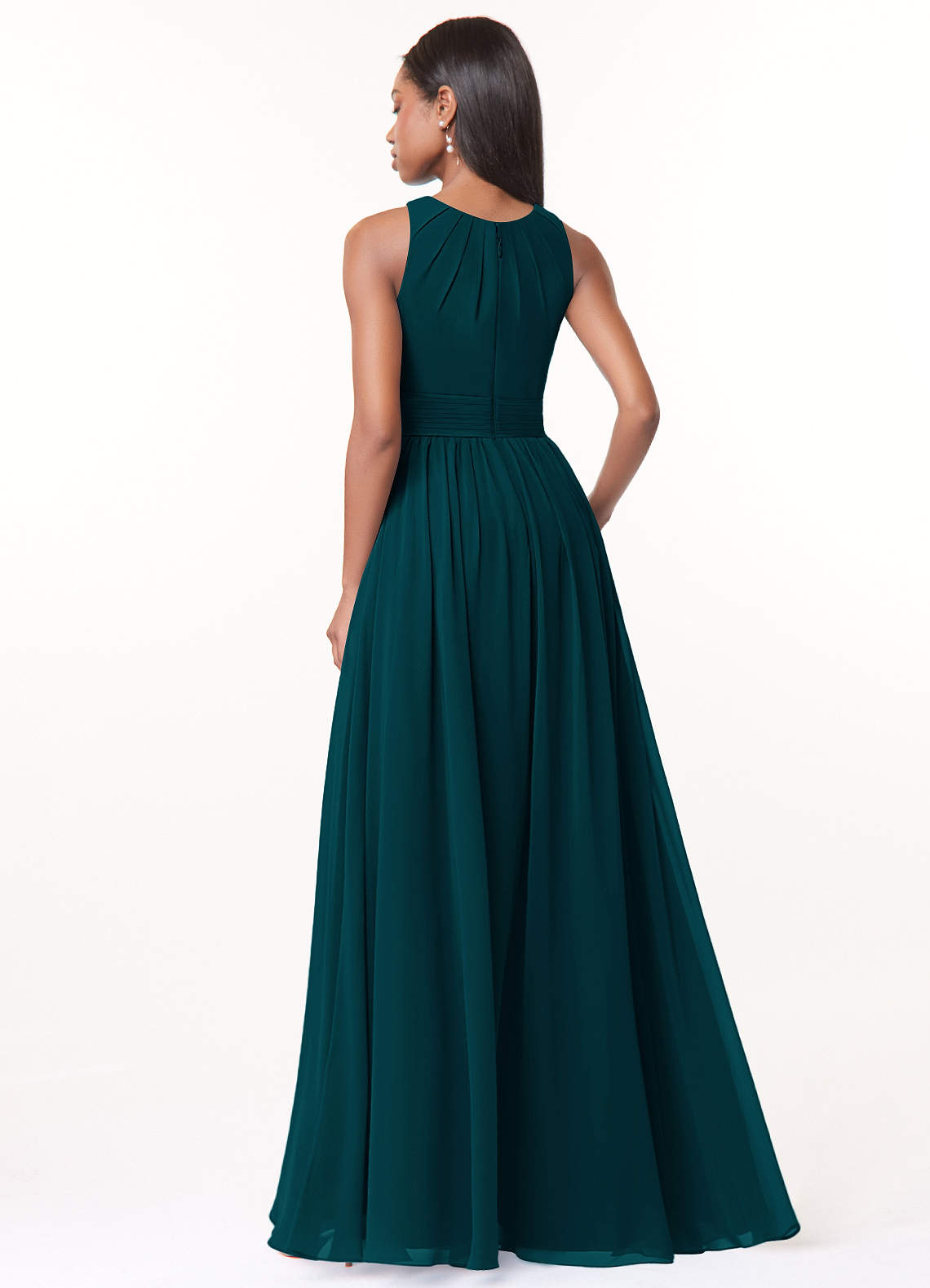 Harper A-Line Scoop-Neck Chiffon Bridesmaid Dress in Pine