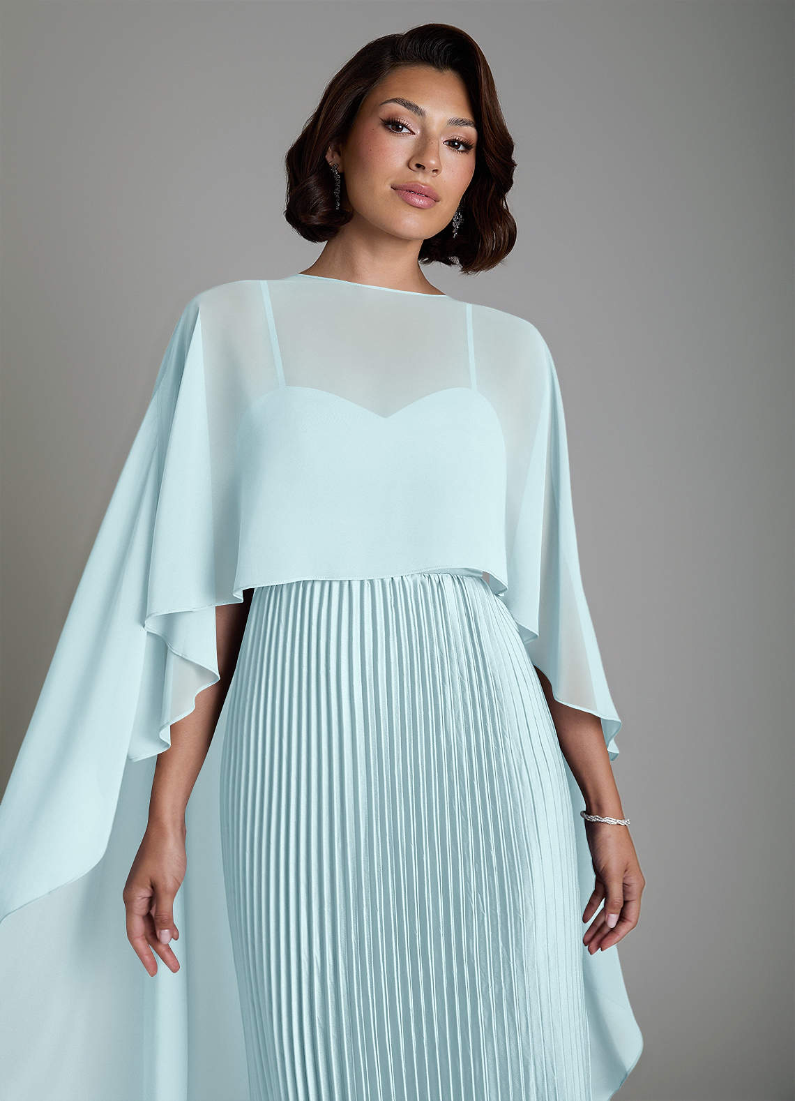 Micah A-Line Sweetheart Stretch Satin and Chiffon Bridesmaid Dress in Cloud Blue