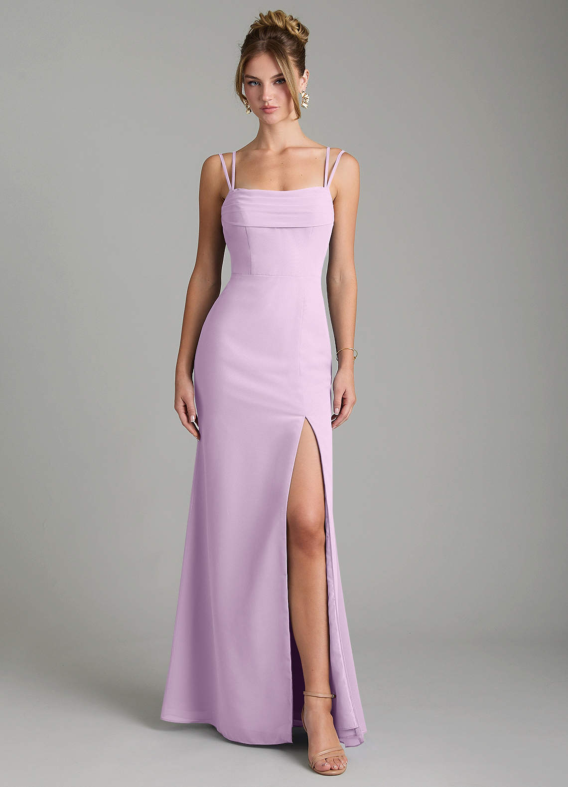 Egypt Sheath Sweetheart Chiffon Bridesmaid Dress in Frosted Lilac