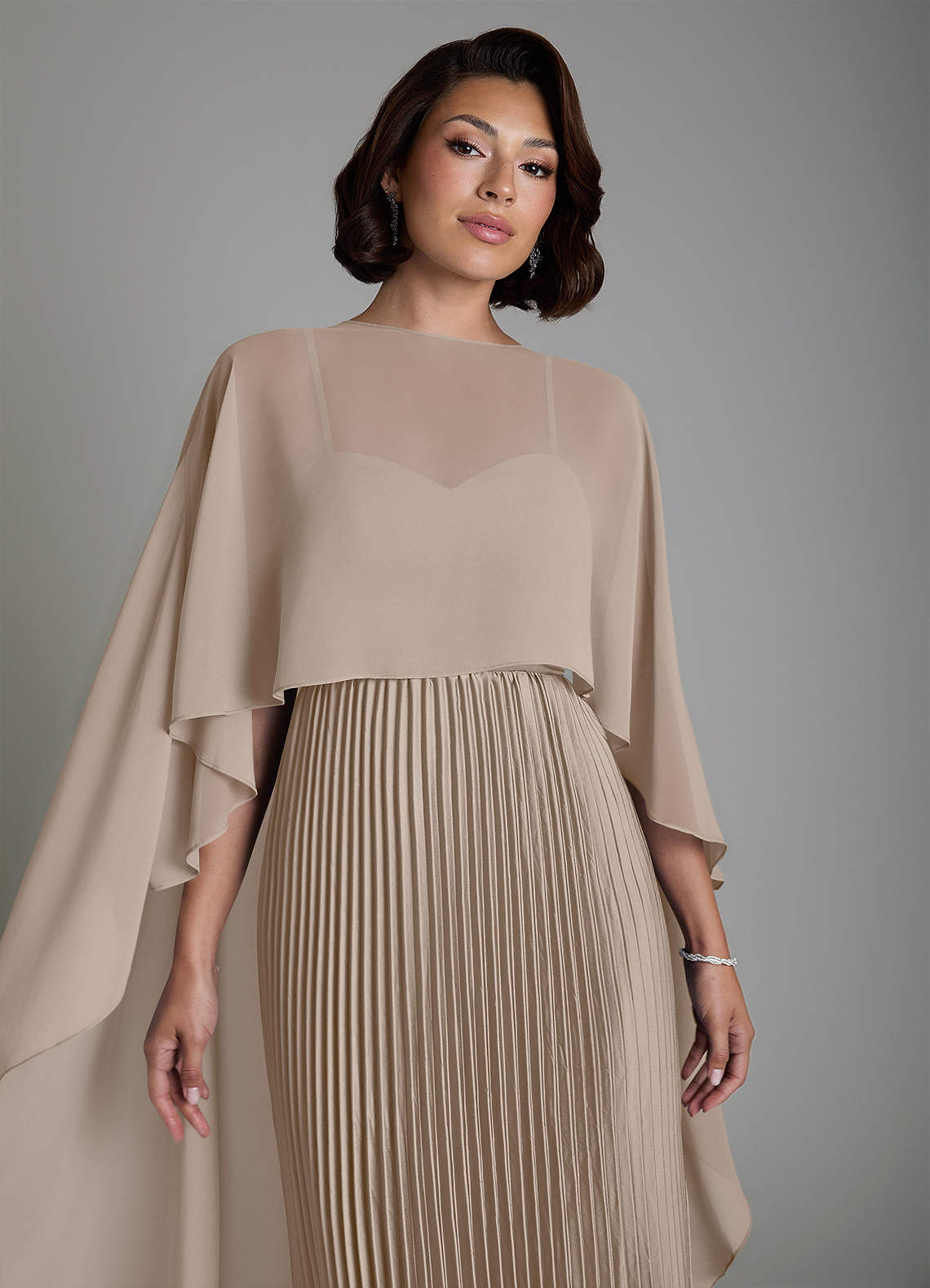 Micah A-Line Sweetheart Stretch Satin and Chiffon Bridesmaid Dress in Taupe