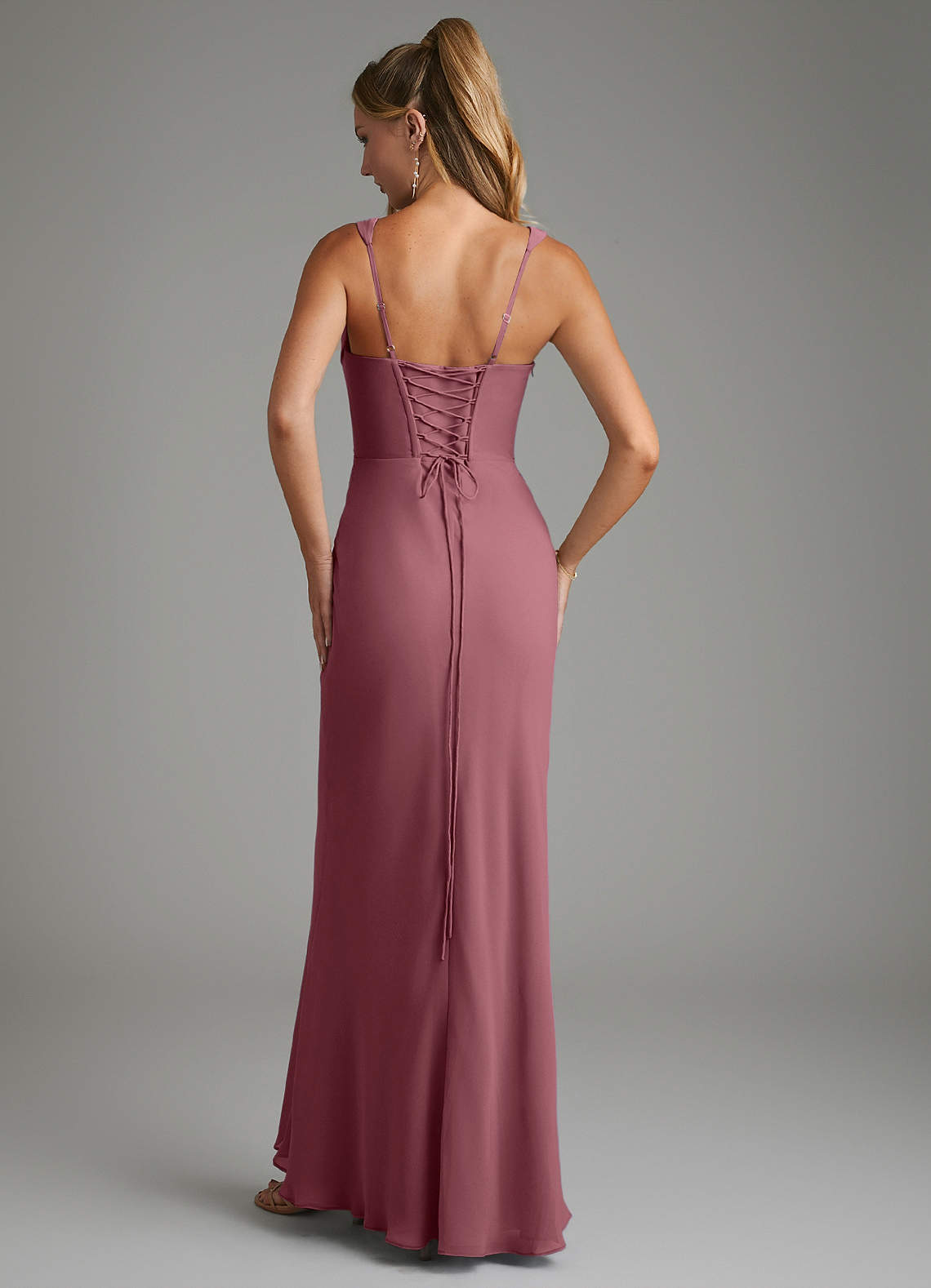 Asa Sheath Square-Neck Chiffon Bridesmaid Dress in Desert Rose