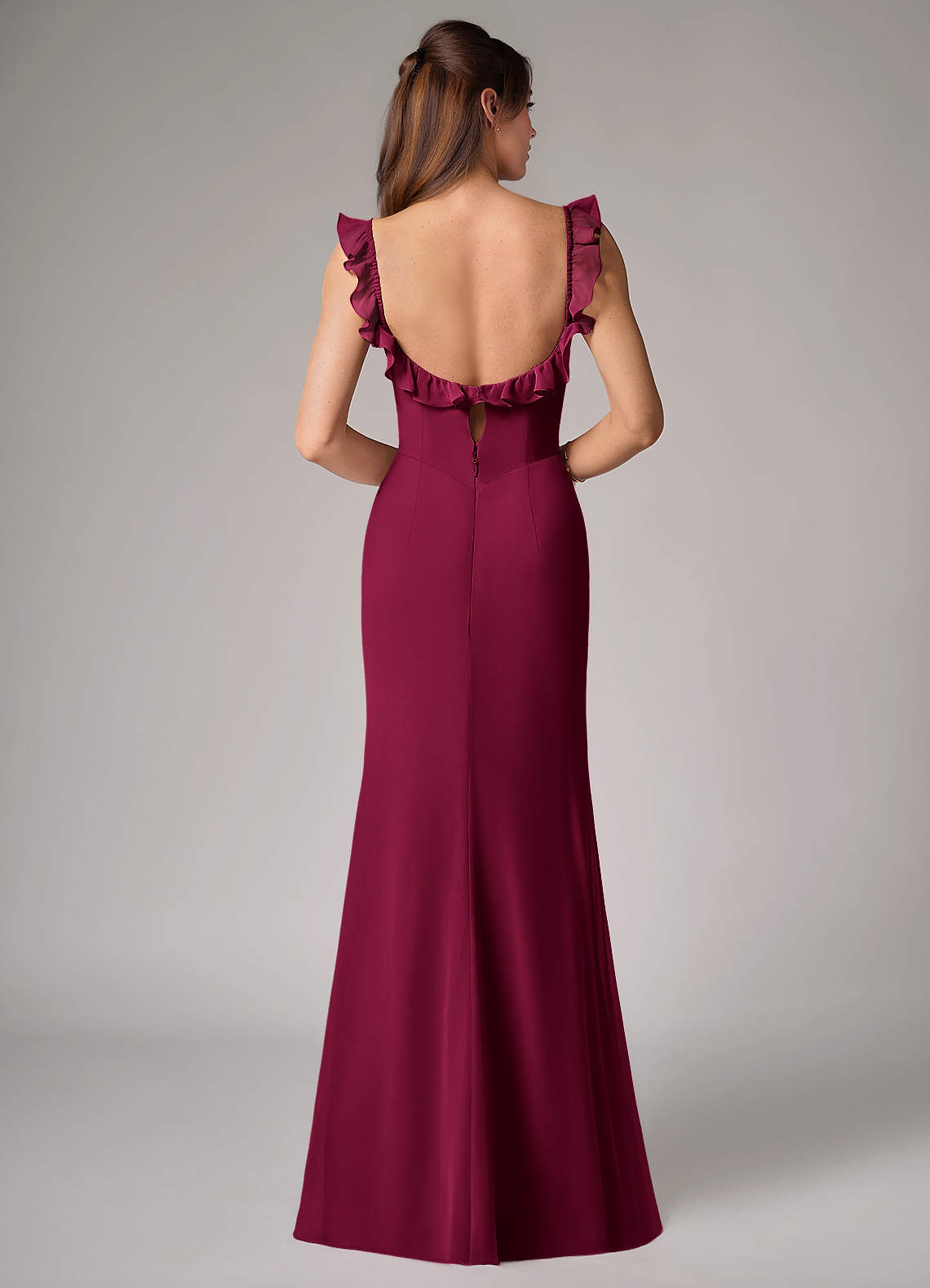 Callie Mermaid Scoop-Neck Chiffon Bridesmaid Dress in Burgundy