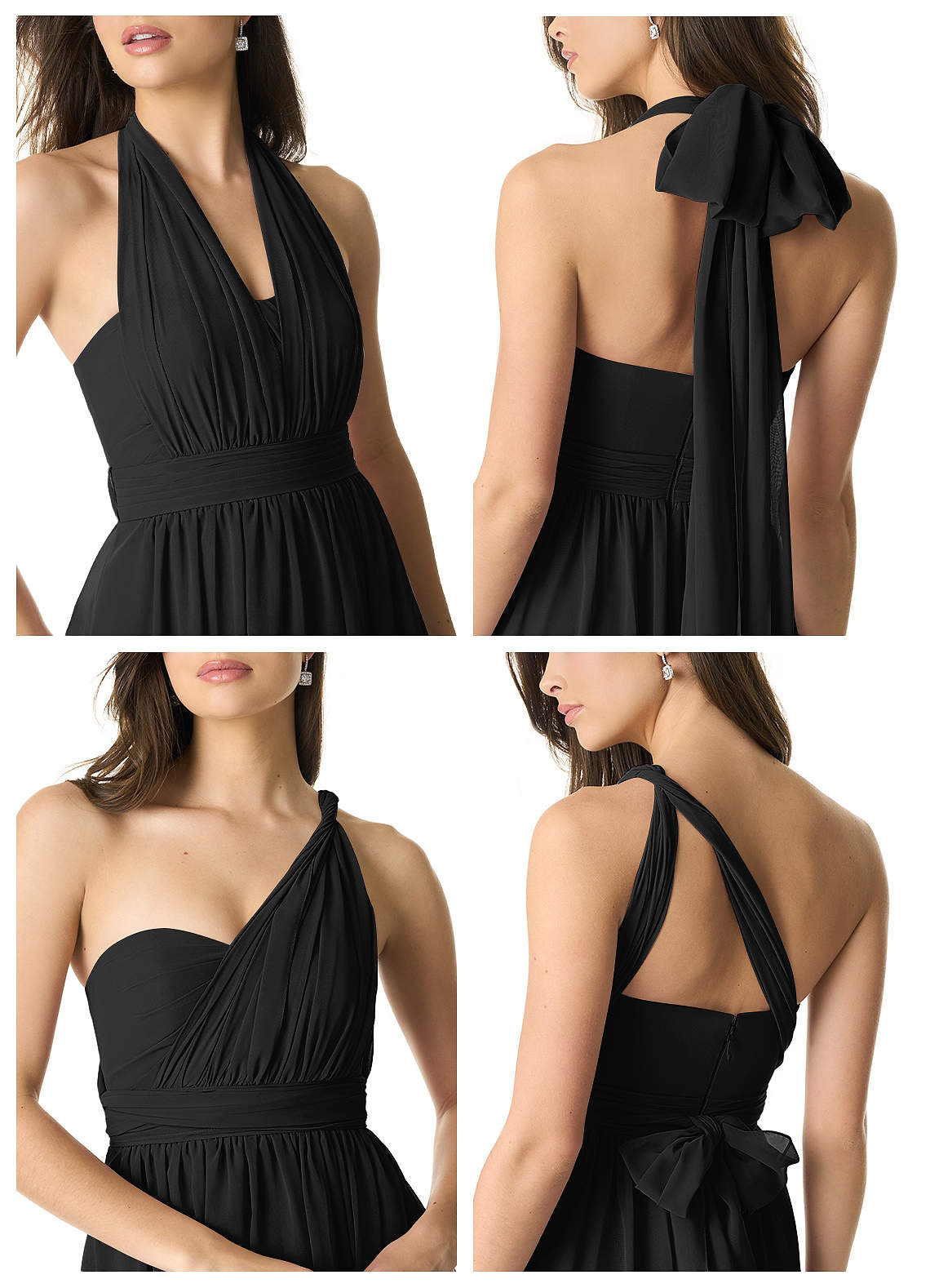 Olani A-Line V-Neck Chiffon Bridesmaid Dress in black