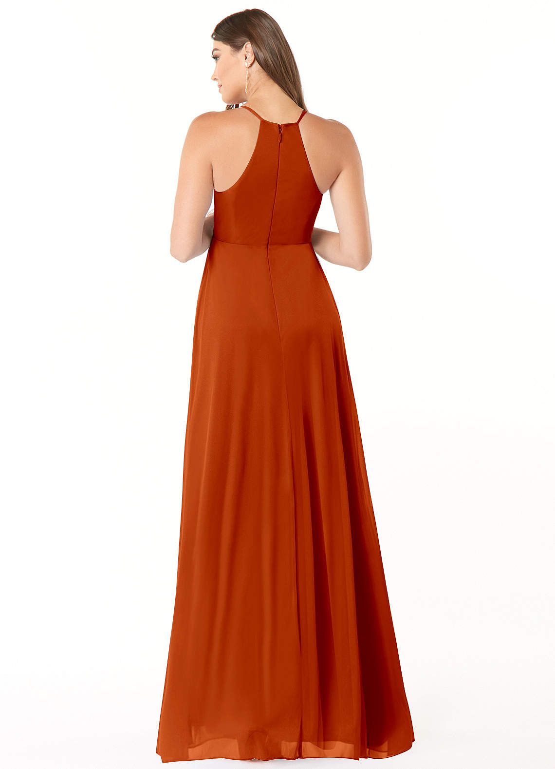 Annabelle A-Line V-Neck Mesh Bridesmaid Dress in Paprika