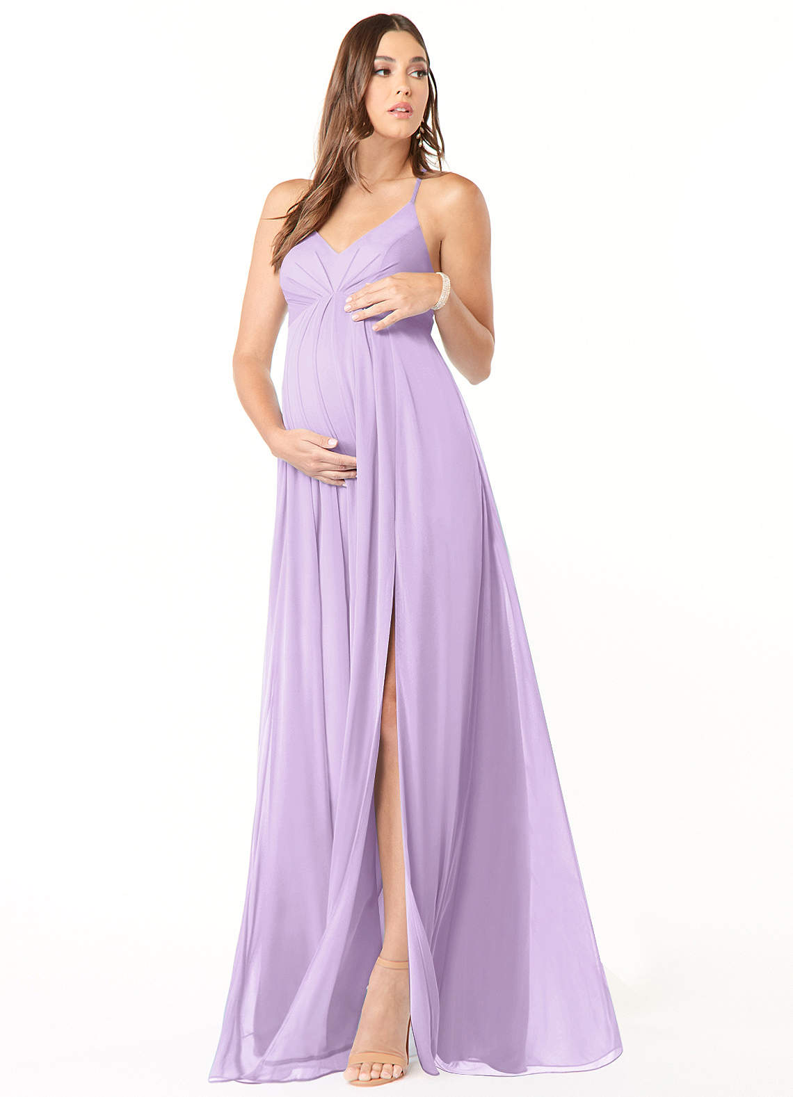Annabelle A-Line V-Neck Mesh Bridesmaid Dress in Lilac