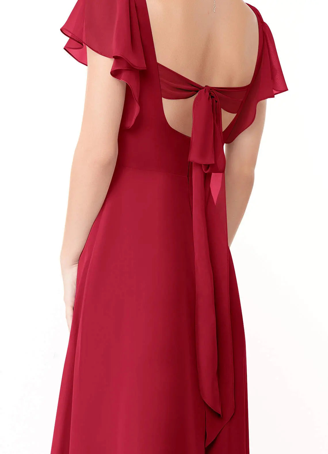 Syenna A-Line V-Neck Chiffon Bridesmaid Dress in Scarlet