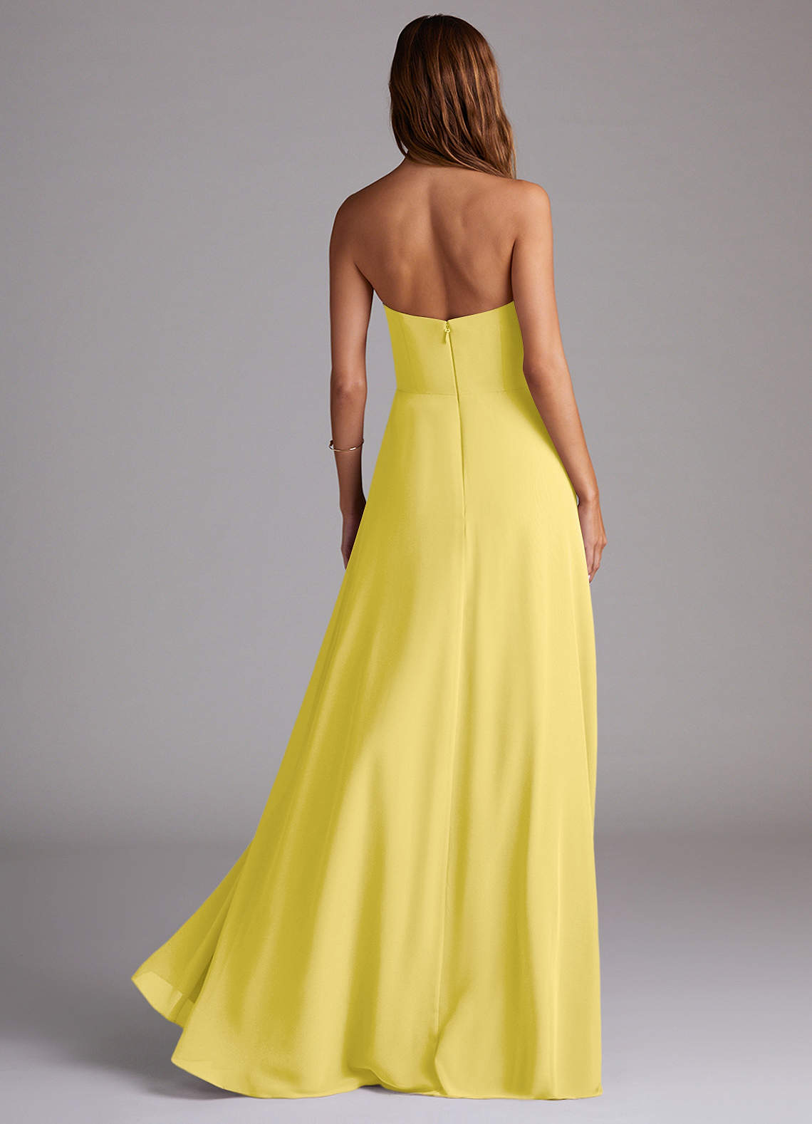 Wren A-Line Straight-Neck Chiffon Bridesmaid Dress in Canary