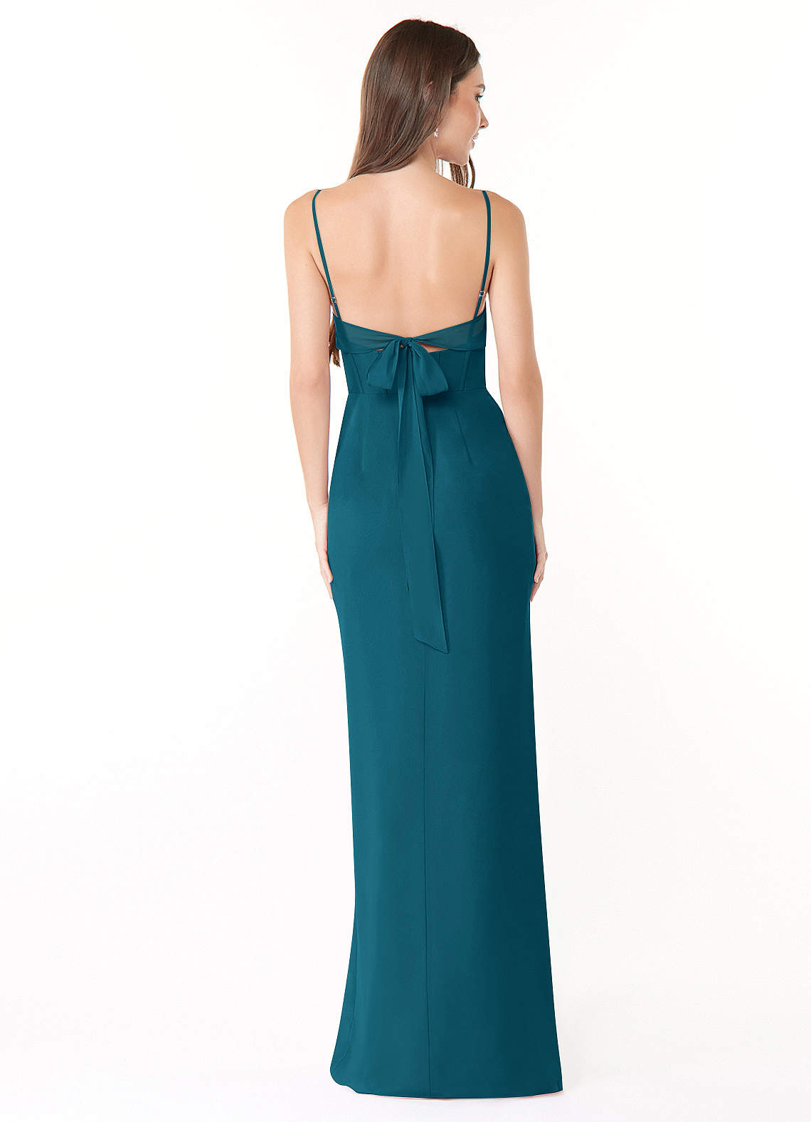 Mai Sheath Cowl-Neck Chiffon Bridesmaid Dress in Ink Blue