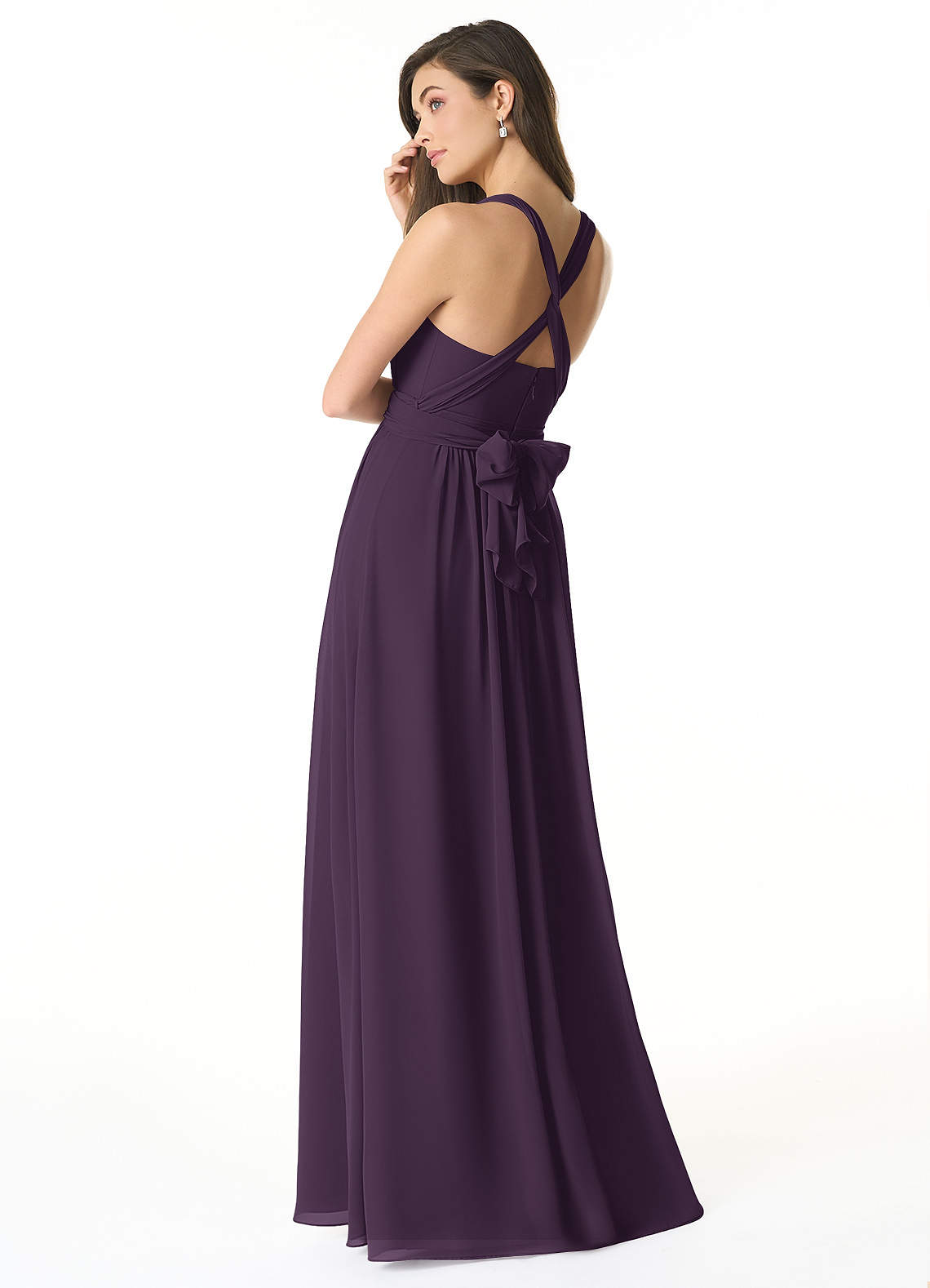 Olani A-Line V-Neck Chiffon Bridesmaid Dress in Plum