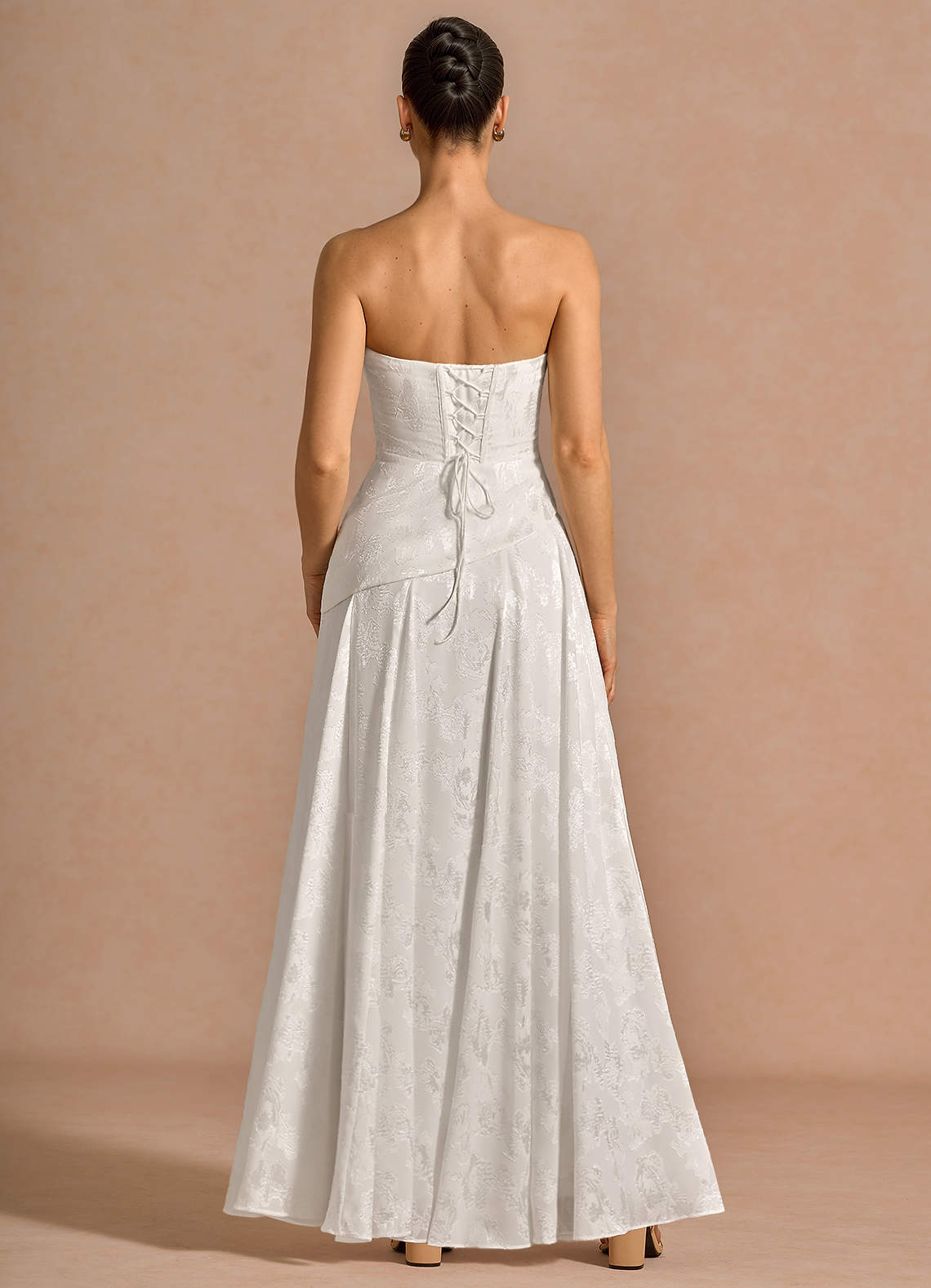 Gabriela A-Line Corset Fil Coupé Wedding Guest Dress in White