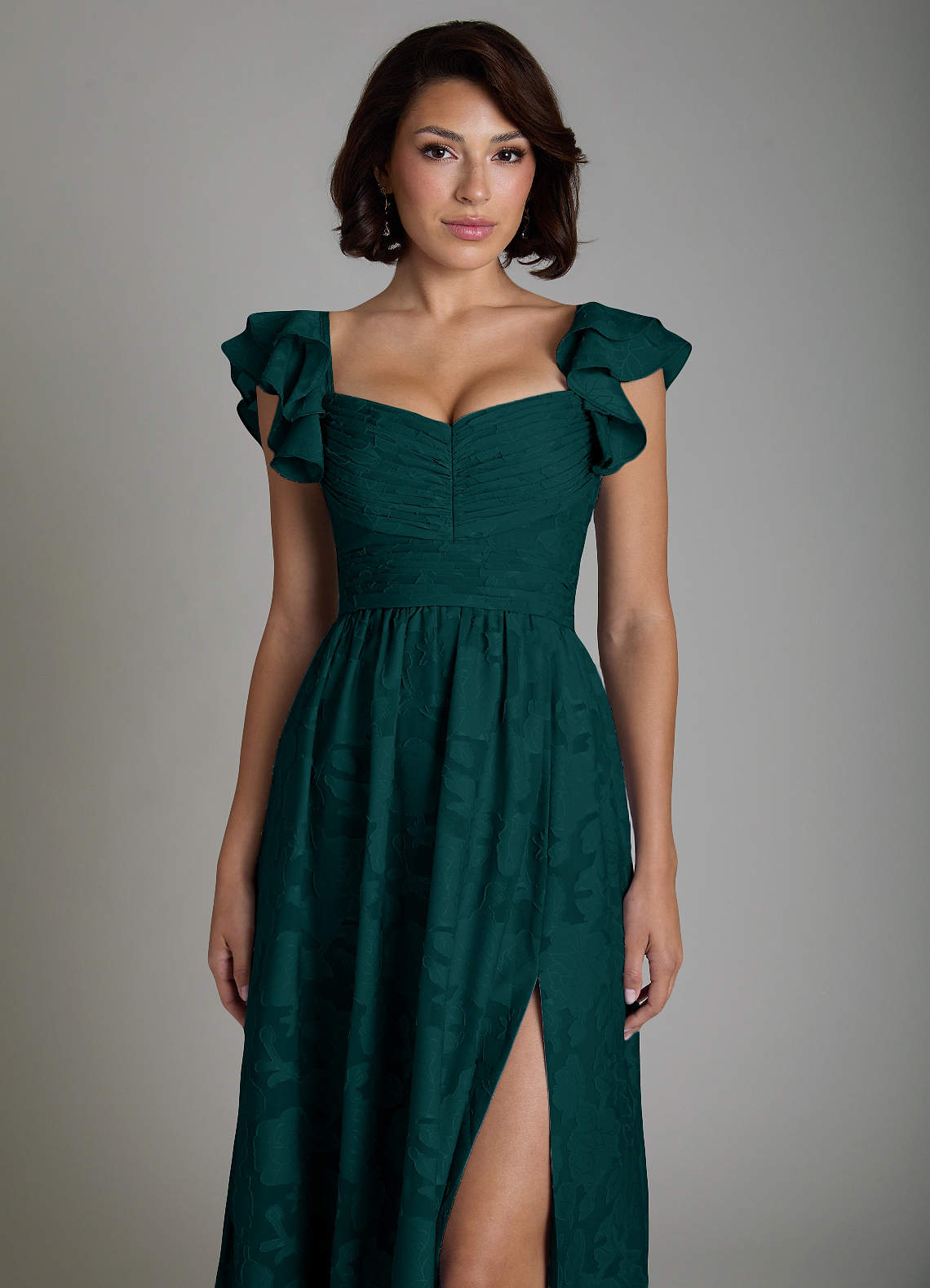 Anaya A-Line V-Neck Floral Burnout Bridesmaid Dress in Pine