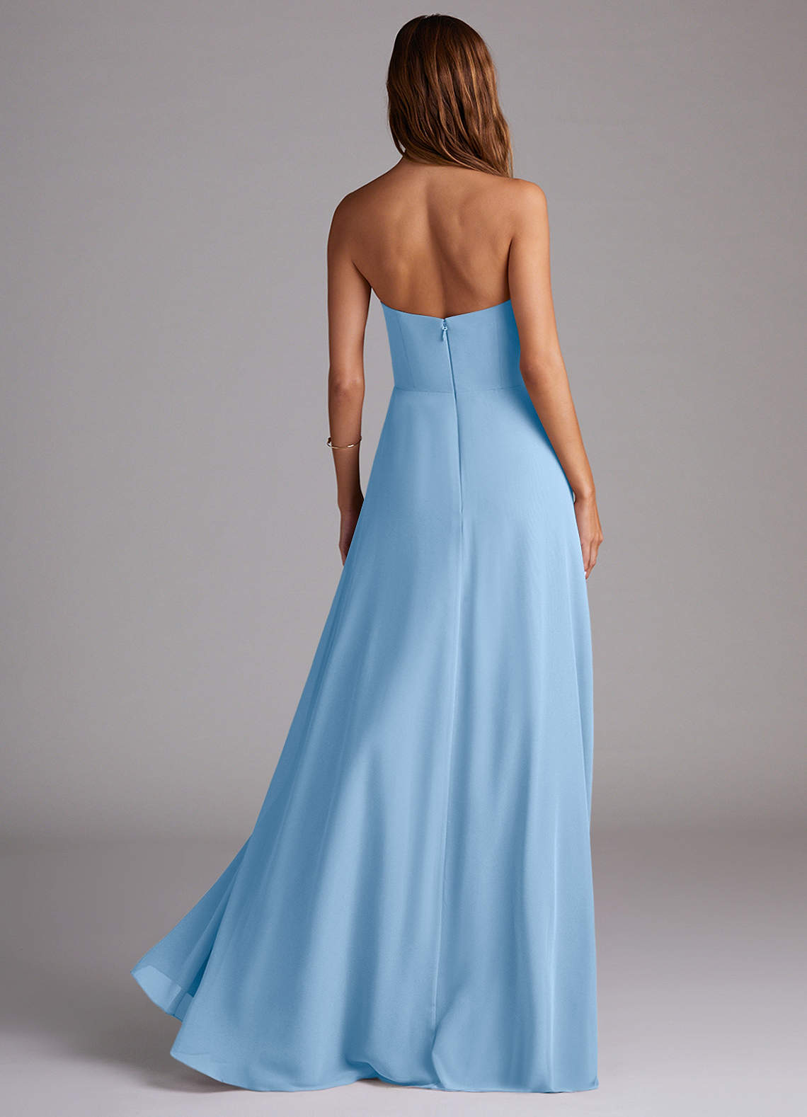 Wren A-Line Straight-Neck Chiffon Bridesmaid Dress in Powder Blue