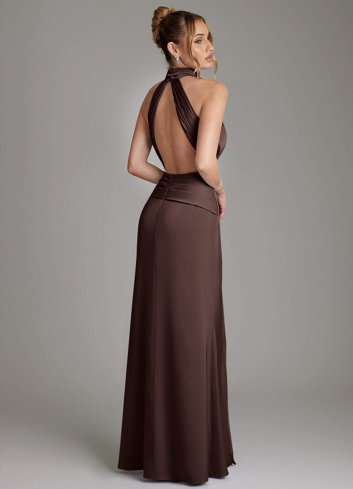 Gracelynn Sheath Halter Stretch Satin Bridesmaid Dress