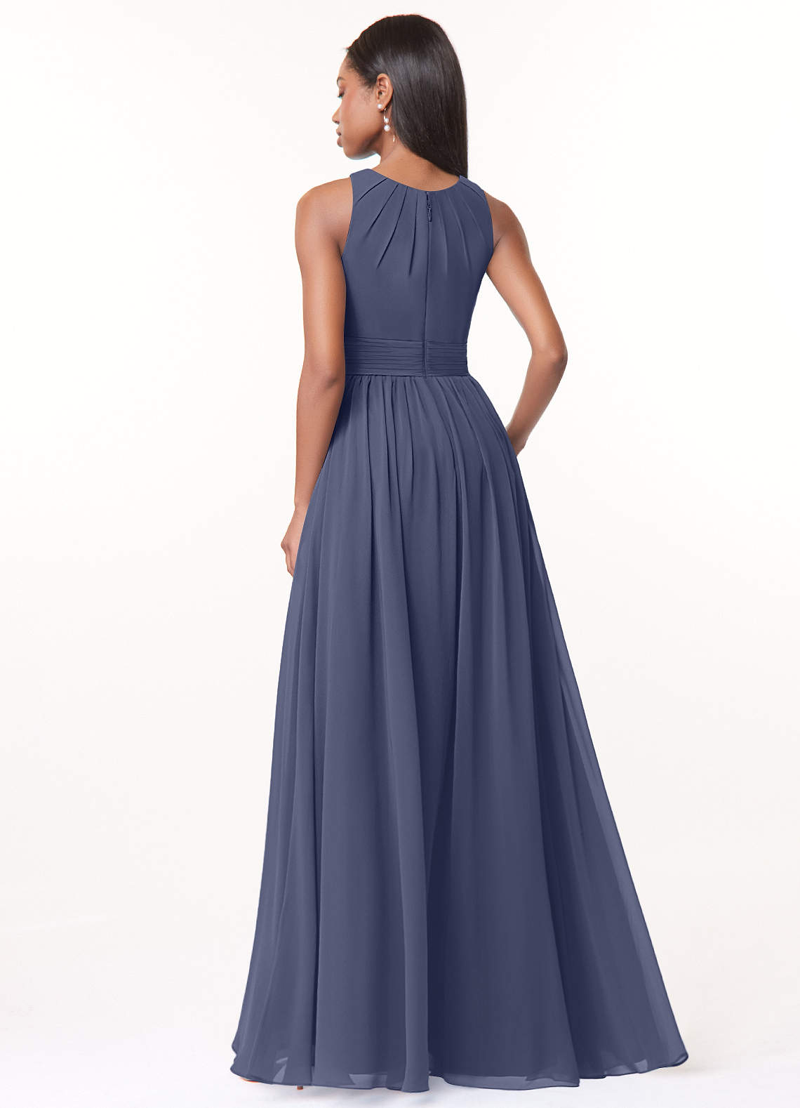 Harper A-Line Scoop-Neck Chiffon Bridesmaid Dress in Stormy