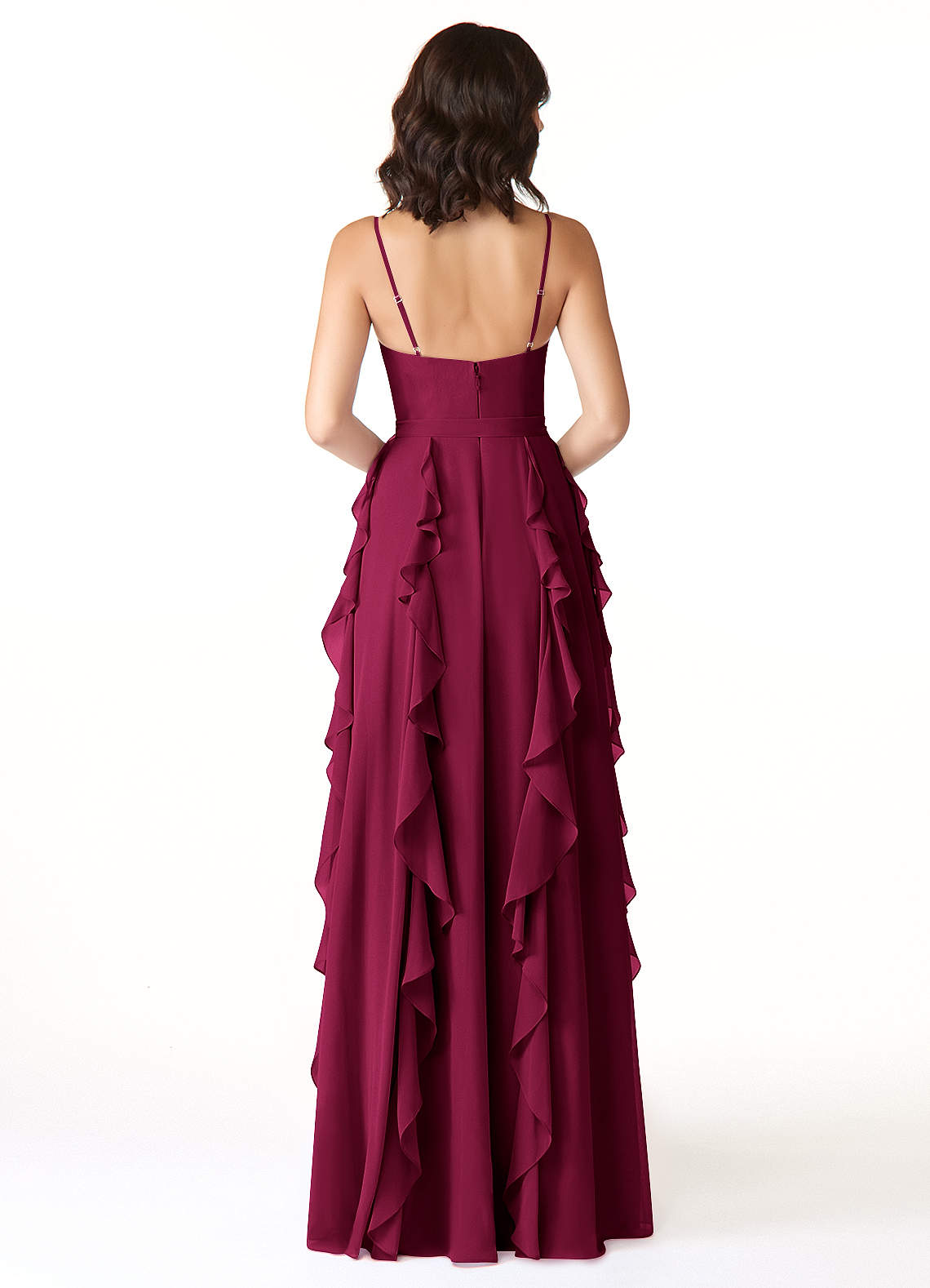 Peyton A-Line V-Neck Chiffon Bridesmaid Dress in Burgundy