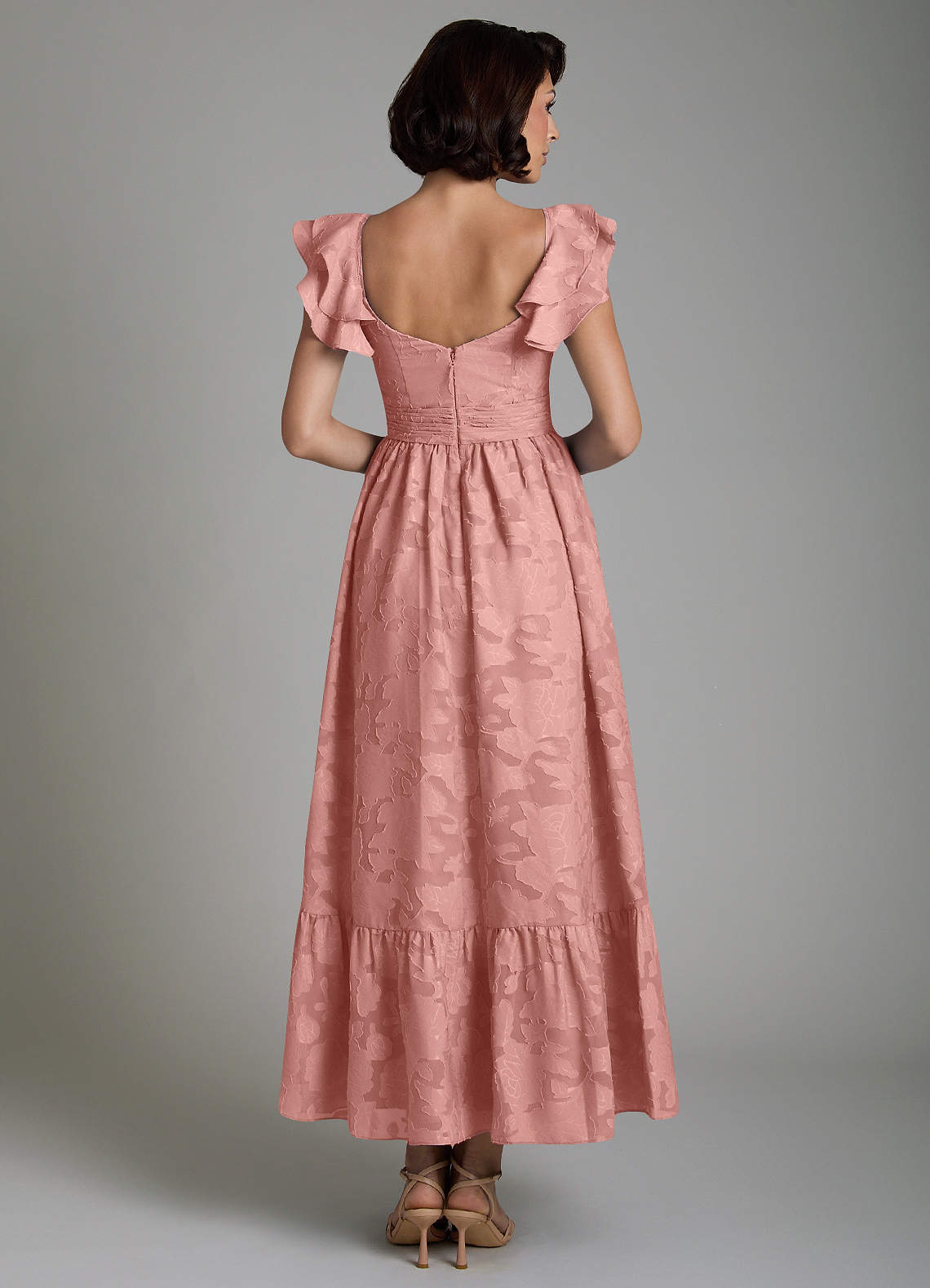 Anaya A-Line V-Neck Floral Burnout Bridesmaid Dress in Rosette