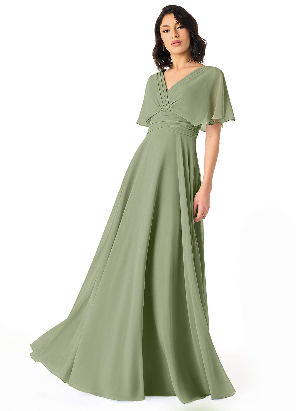 Pamela A-Line V-Neck Chiffon Bridesmaid Dress in Pistachio