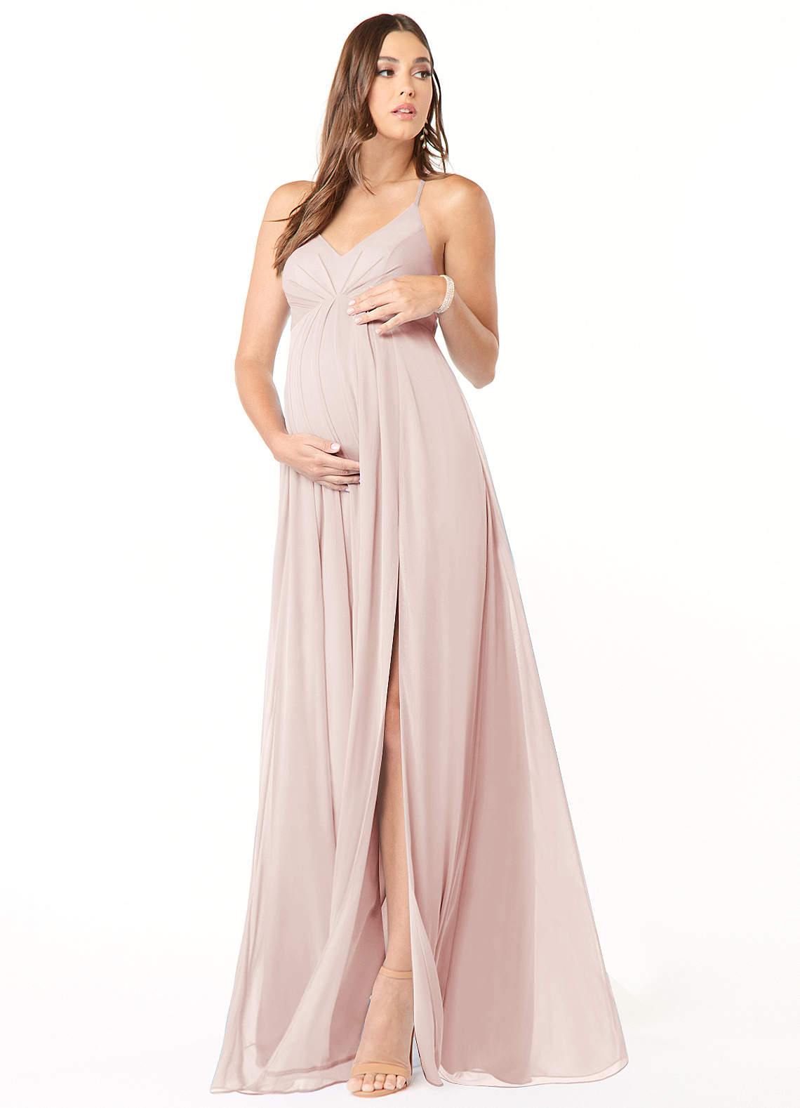 Annabelle A-Line V-Neck Mesh Bridesmaid Dress in Rose Petal