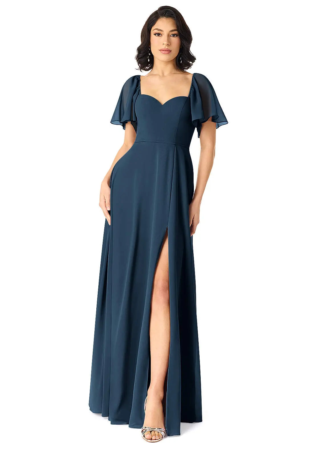 Chloe A-Line Sweetheart Chiffon Bridesmaid Dress in Dark Navy