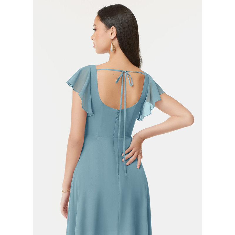 Bondi A-Line Square-Neck Chiffon Bridesmaid Dress in Moody Blue - view 3